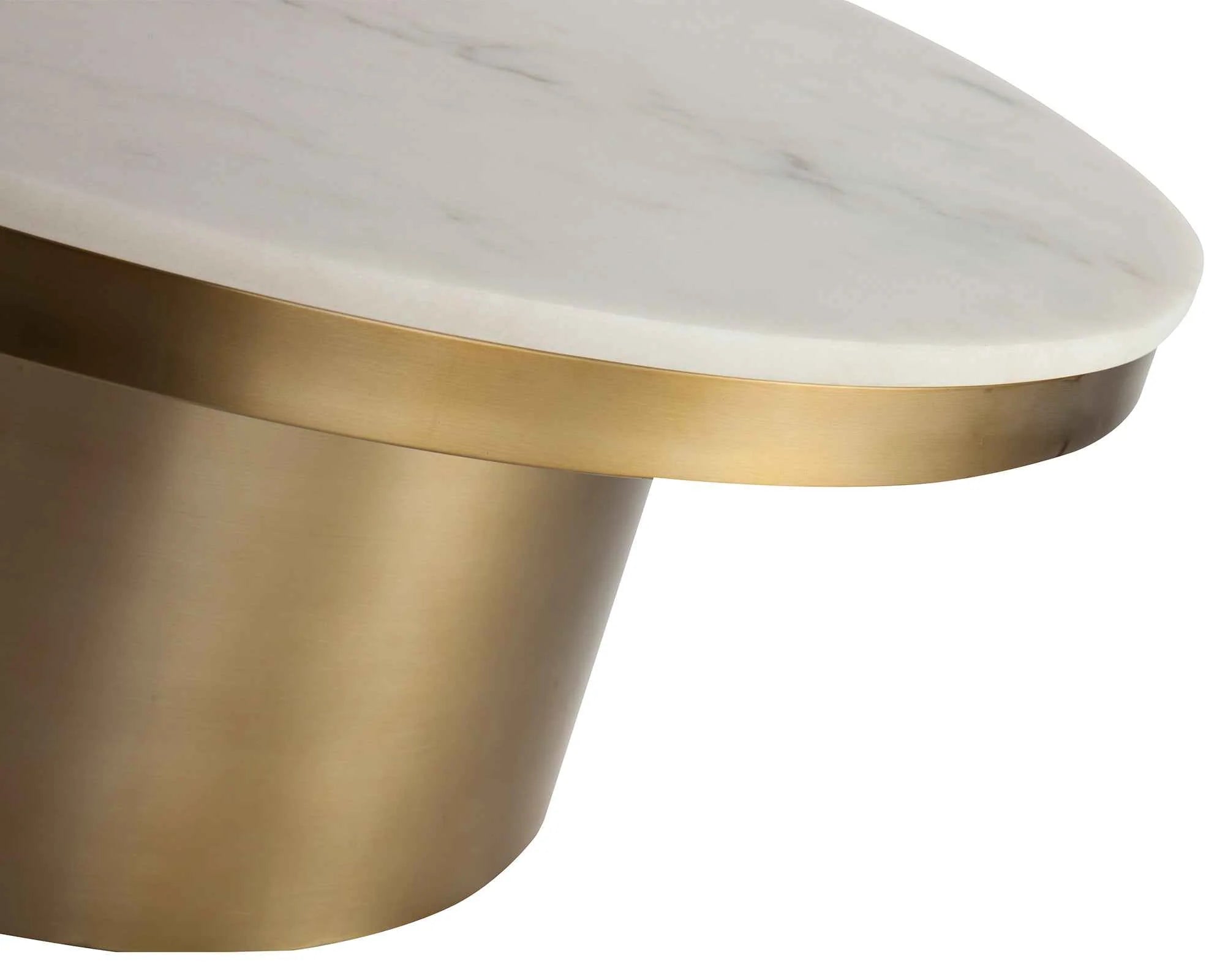 Camden White Marble & Brushed Brass Round Coffee Table