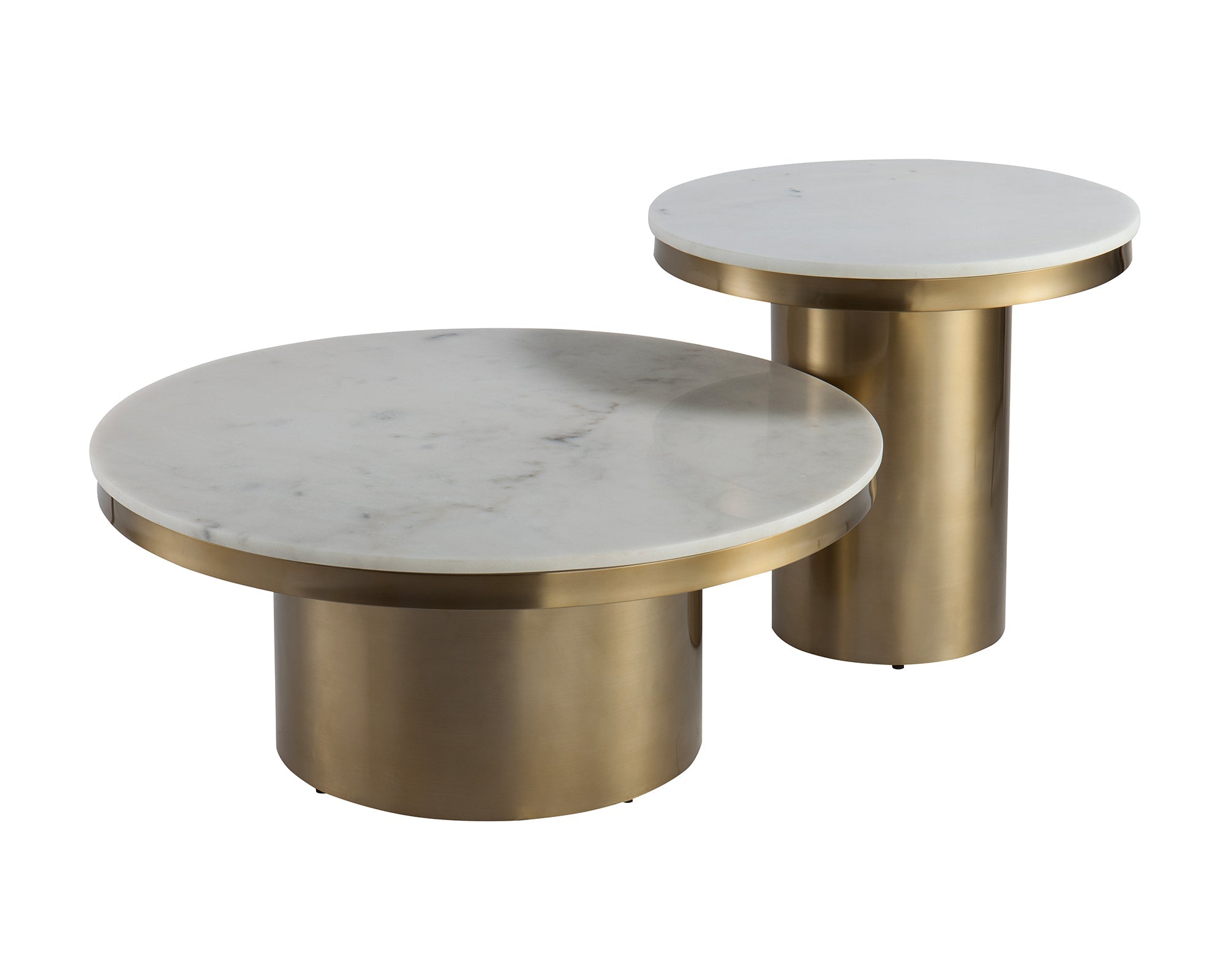 Camden Round Coffee Table - White Marble & Brushed Brass