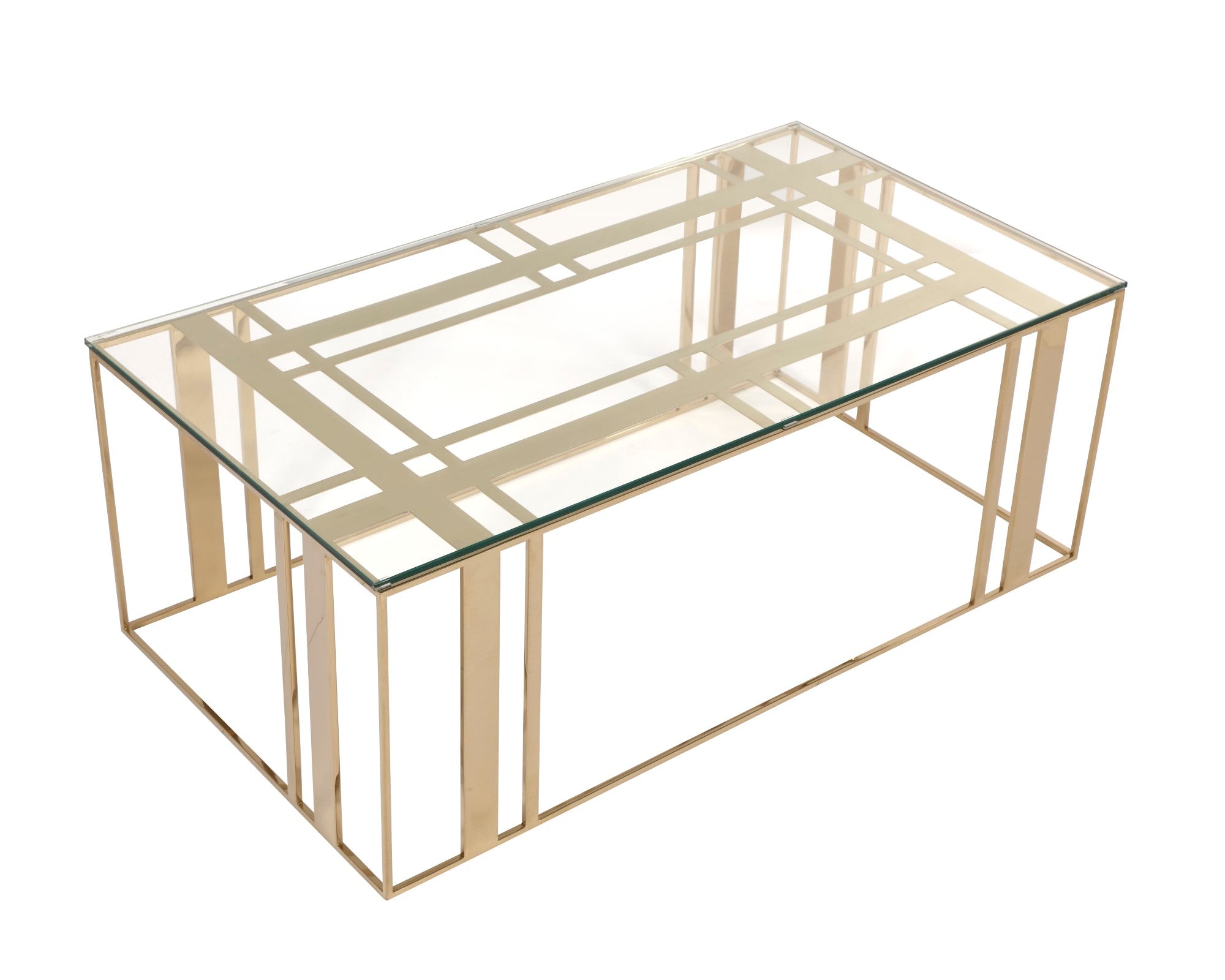 Lafayette Rectangle Coffee Table - Glass & Polished Brass