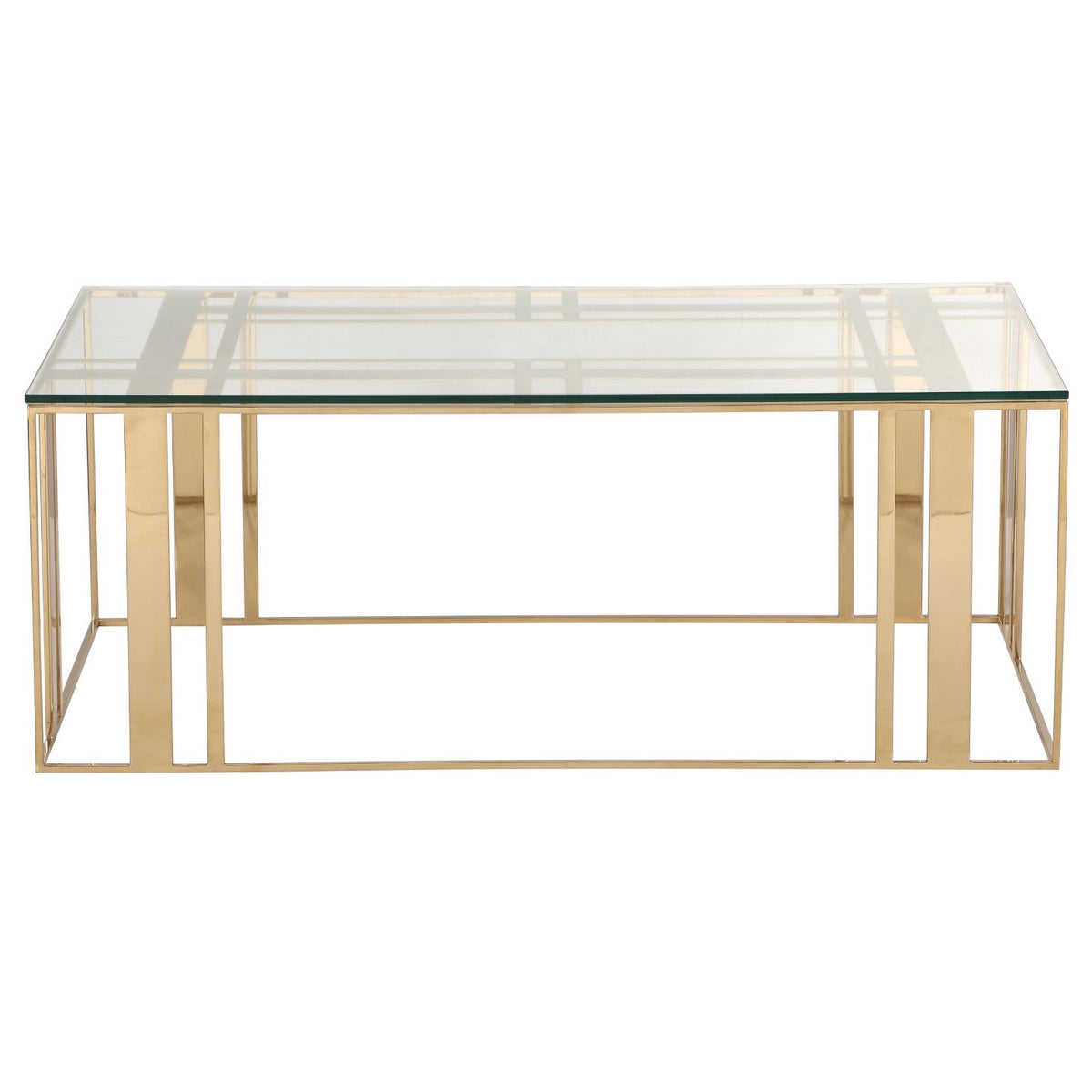 Lafayette Glass & Polished Brass Rectangular Coffee Table