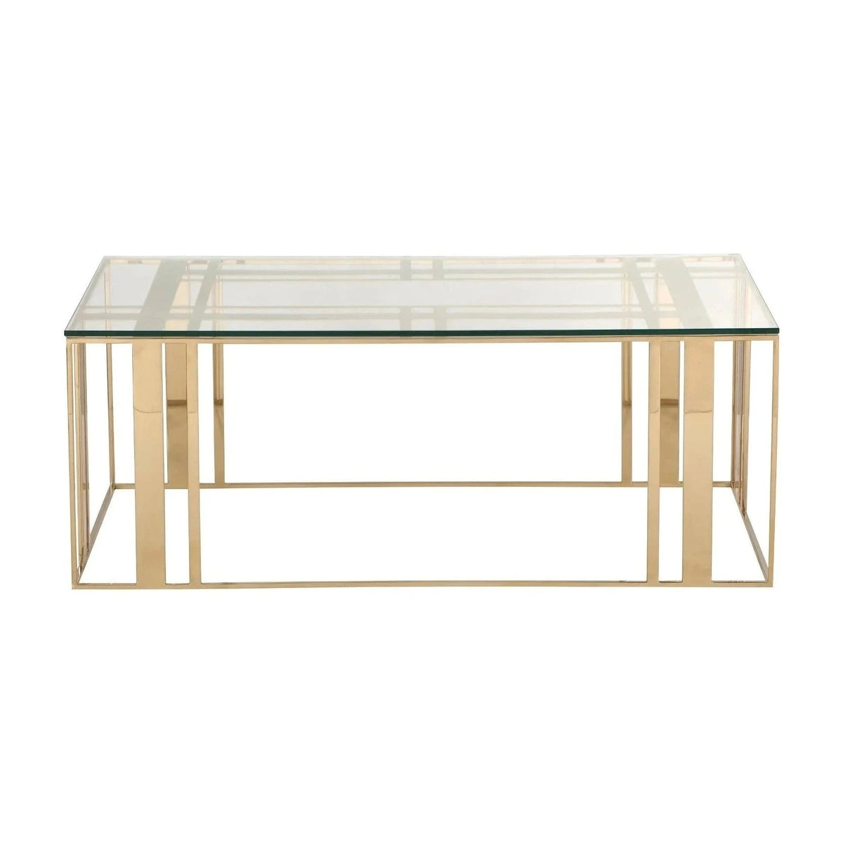 Lafayette Glass & Polished Brass Rectangular Coffee Table