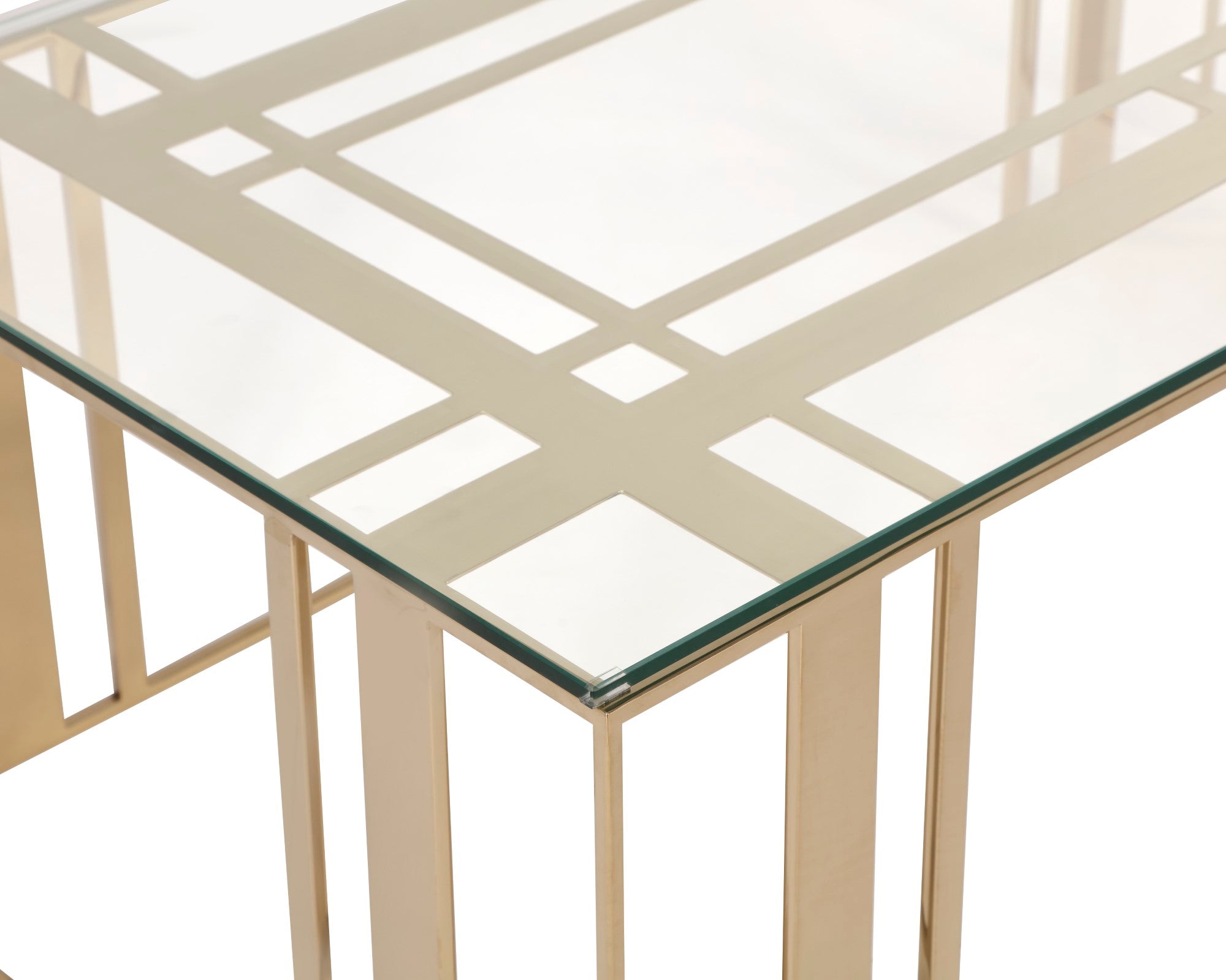 Lafayette Rectangle Coffee Table - Glass & Polished Brass