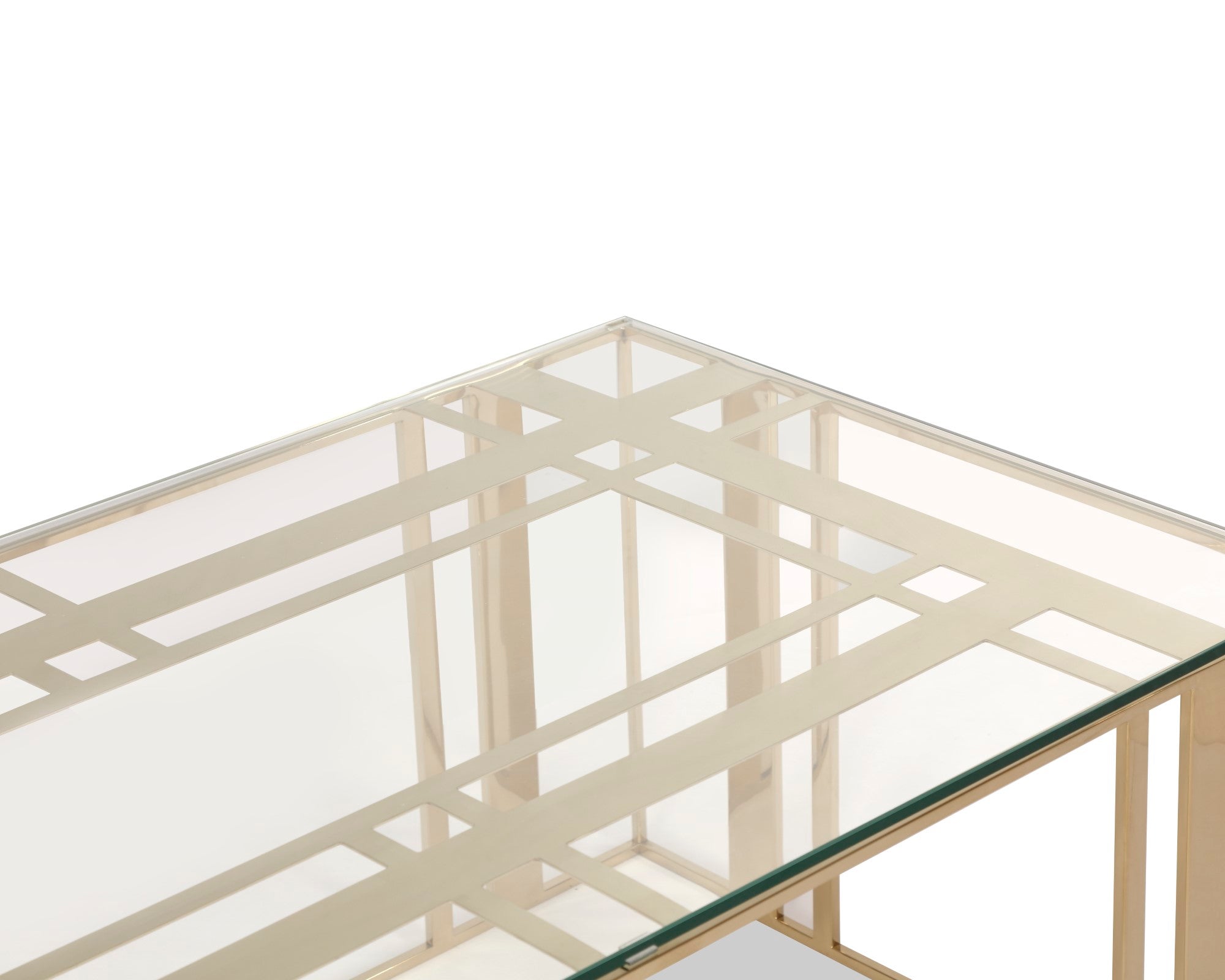 Lafayette Rectangle Coffee Table - Glass & Polished Brass