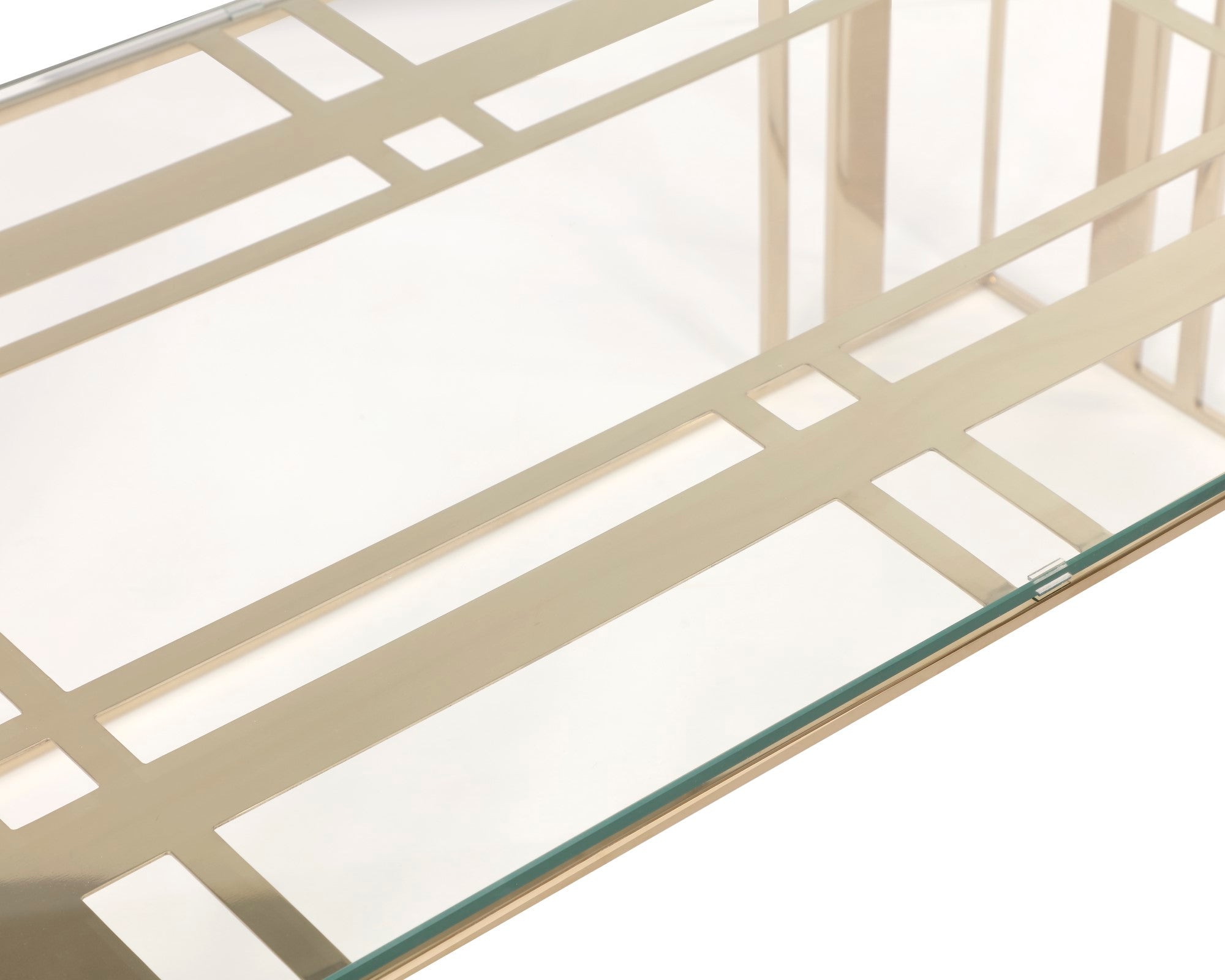 Lafayette Rectangle Coffee Table - Glass & Polished Brass
