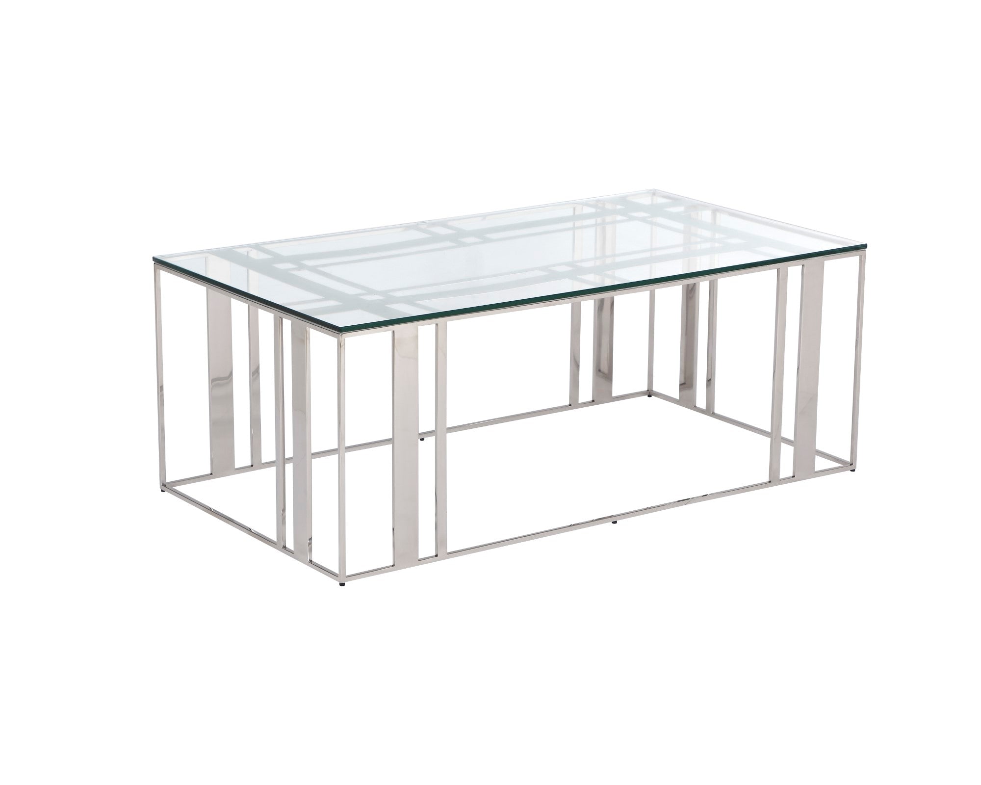 Lafayette Rectangle Coffee Table - Polished Stainless Steel