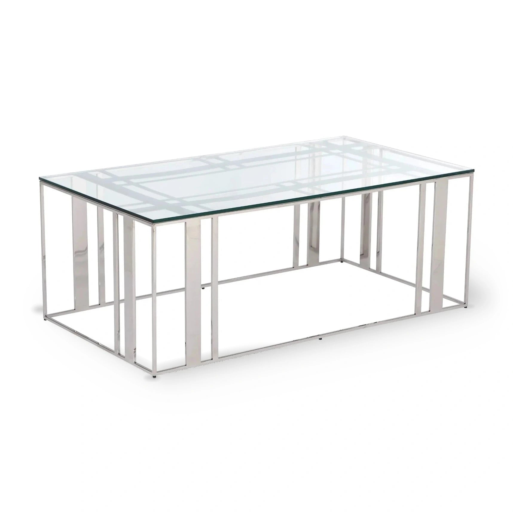 Lafayette Polished Stainless Steel Rectangular Coffee Table