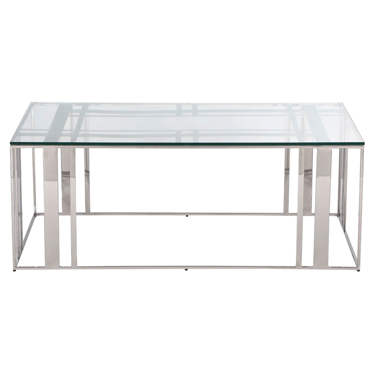Lafayette Polished Stainless Steel Rectangular Coffee Table