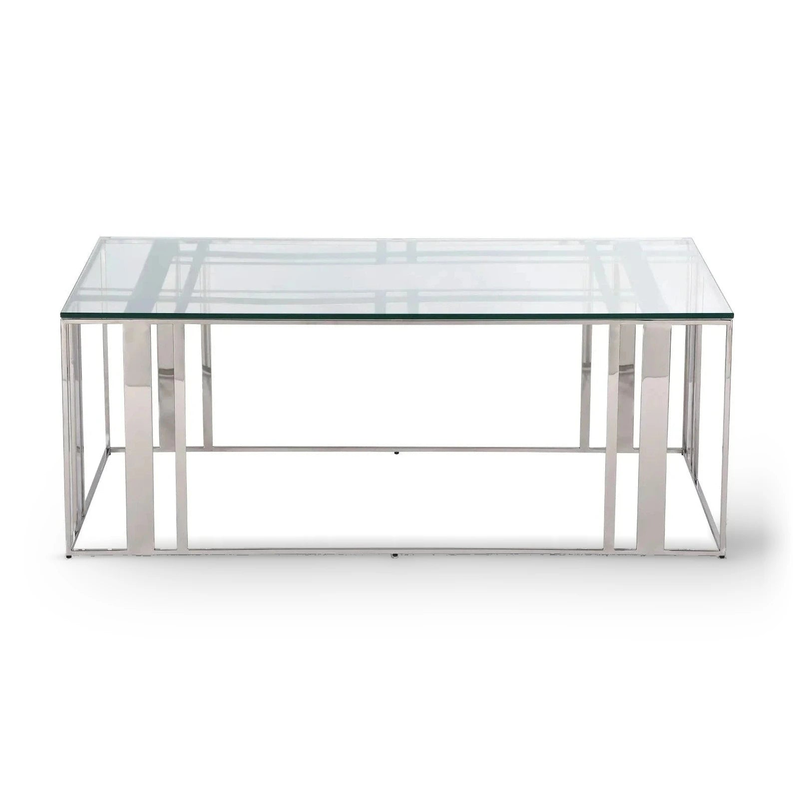 Lafayette Polished Stainless Steel Rectangular Coffee Table