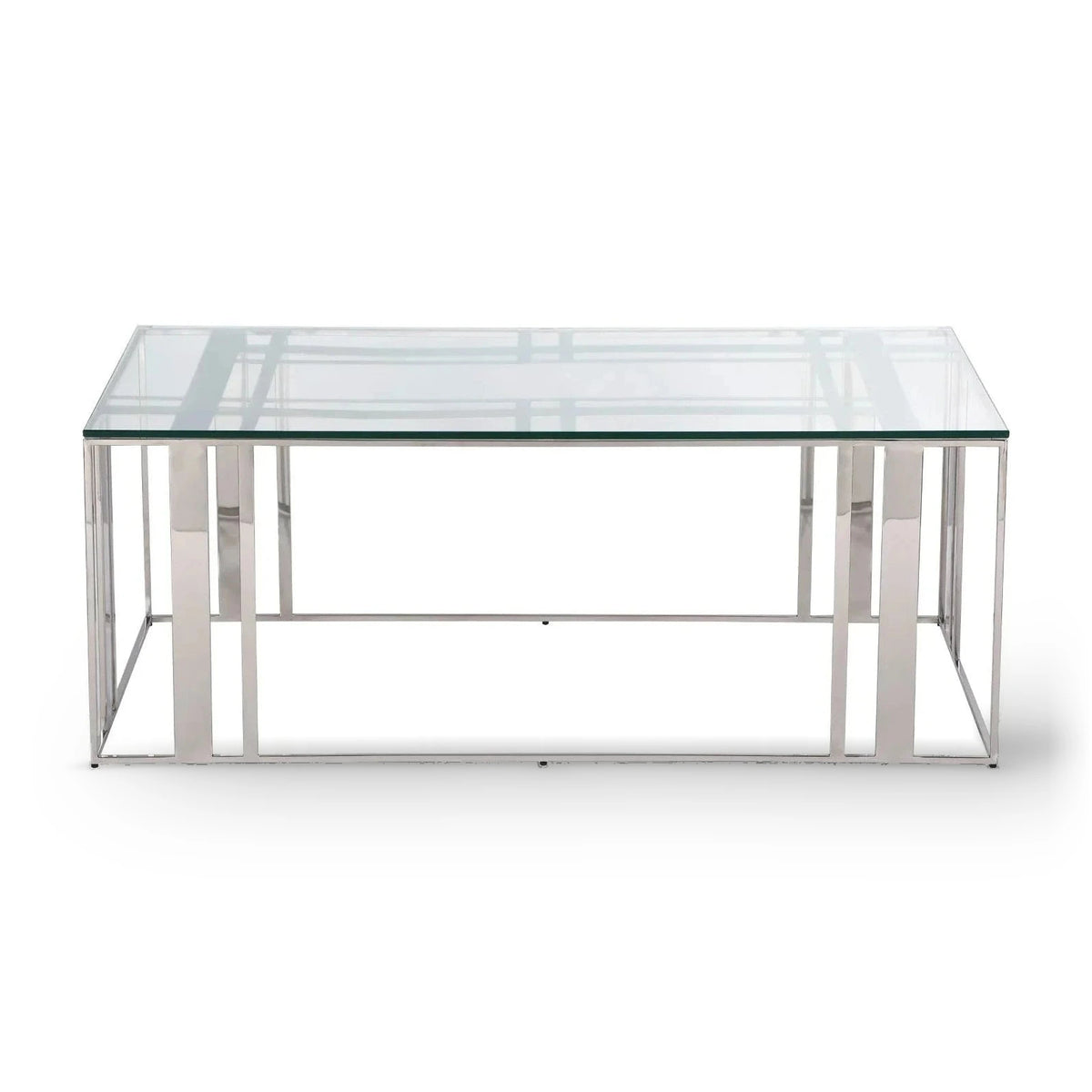 Lafayette Polished Stainless Steel Rectangular Coffee Table