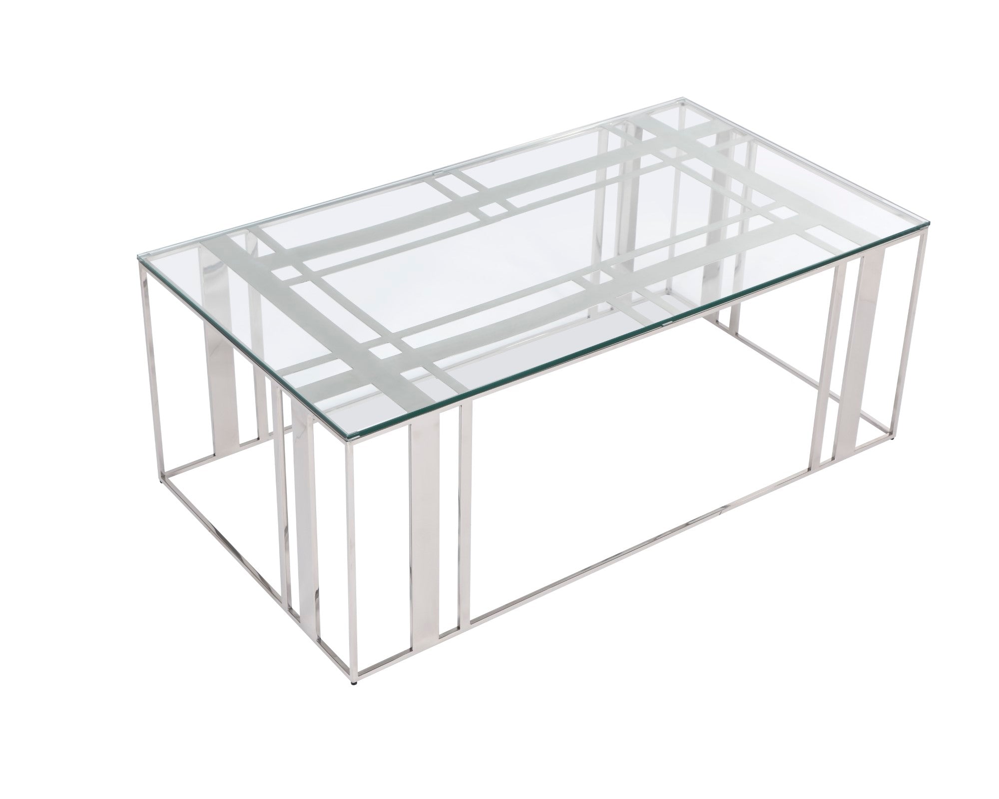 Lafayette Rectangle Coffee Table - Polished Stainless Steel
