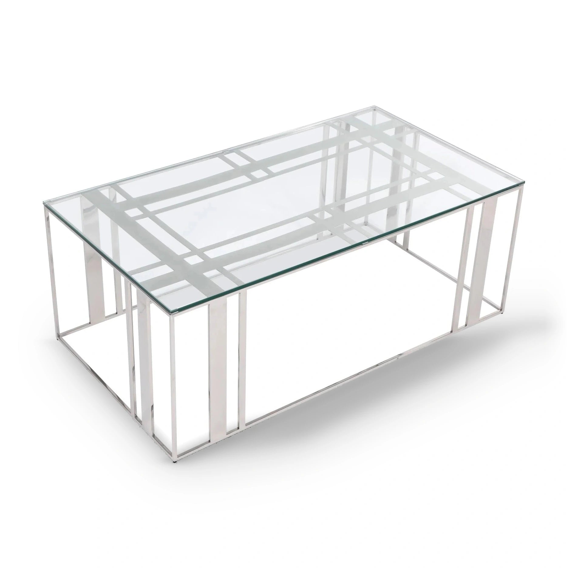 Lafayette Polished Stainless Steel Rectangular Coffee Table