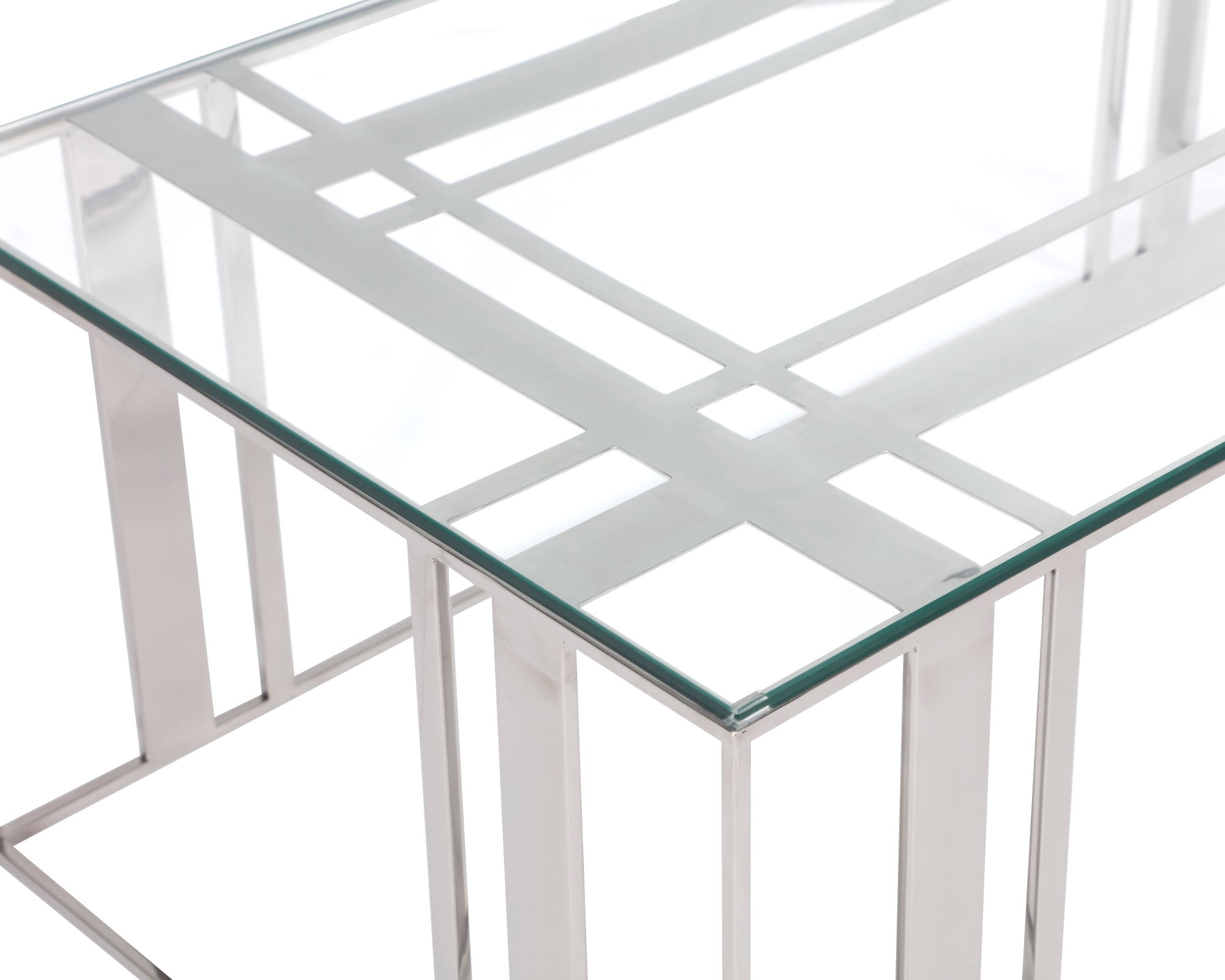 Lafayette Rectangle Coffee Table - Polished Stainless Steel