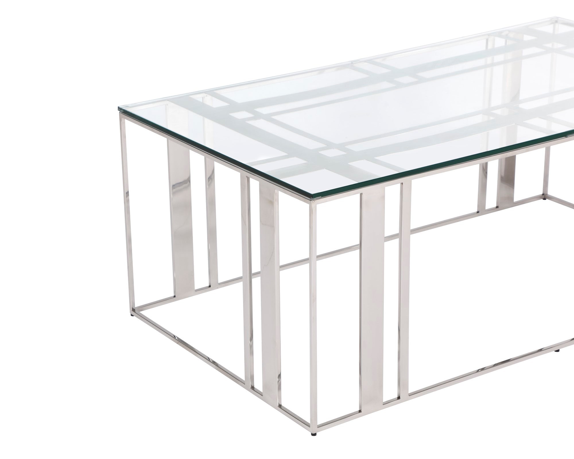 Lafayette Rectangle Coffee Table - Polished Stainless Steel