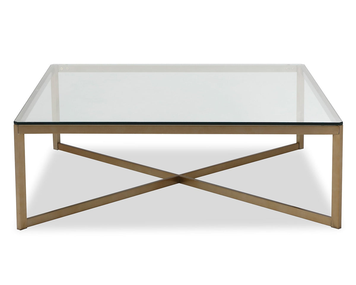 Musso Clear Glass & Brushed Brass Square Coffee Table
