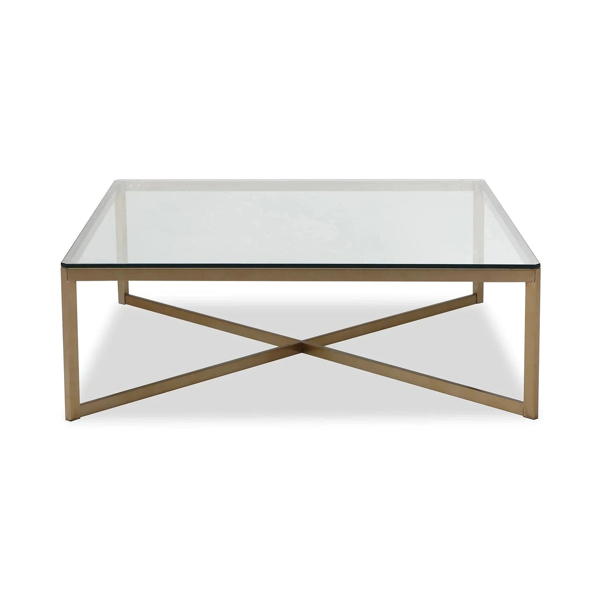 Musso Clear Glass & Brushed Brass Square Coffee Table
