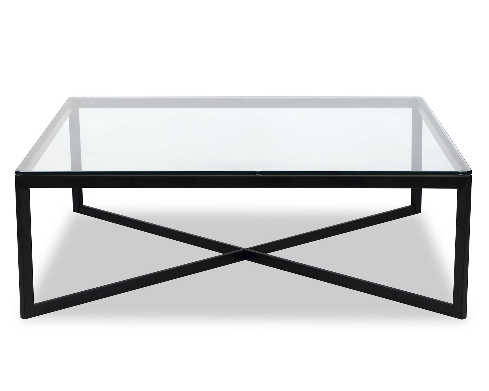 Musso Clear Glass & Matt Black Square Coffee Table
