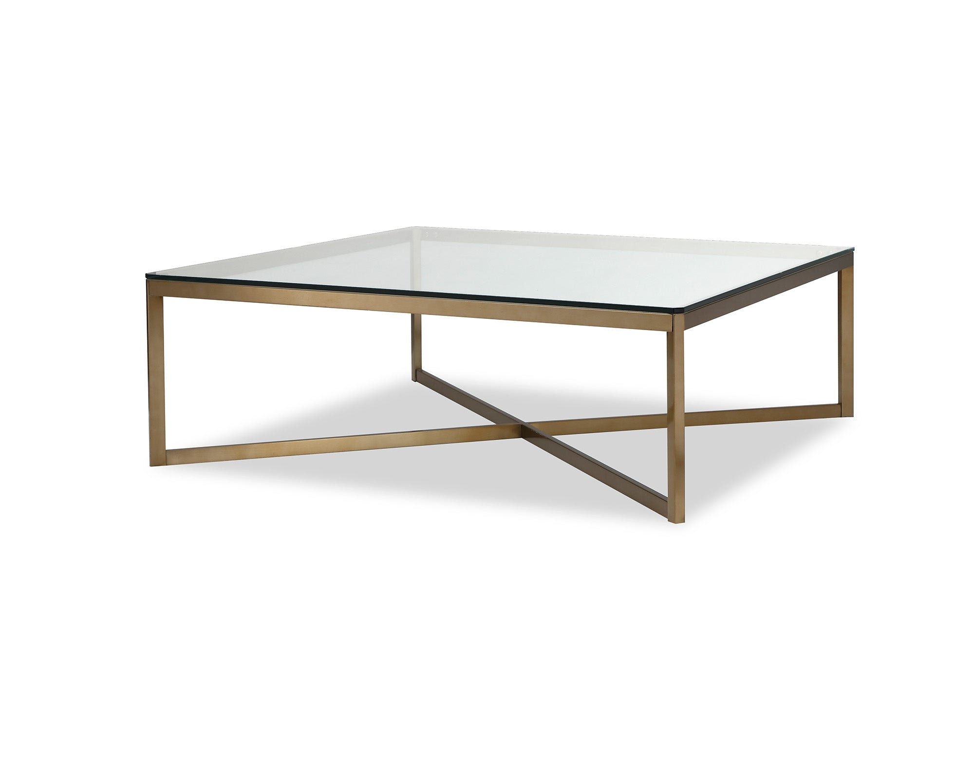 Musso Clear Glass & Brushed Brass Square Coffee Table