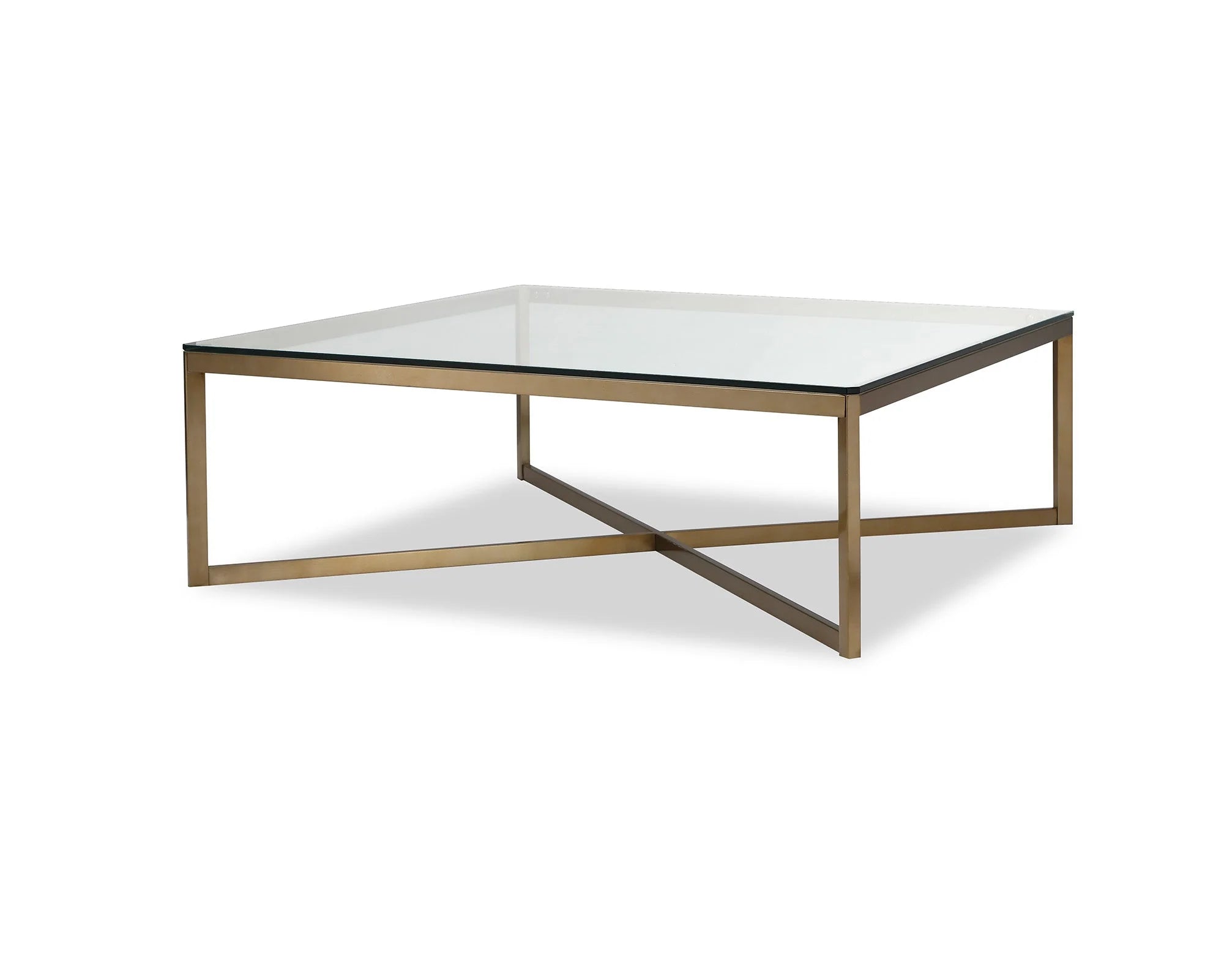 Musso Clear Glass & Brushed Brass Square Coffee Table
