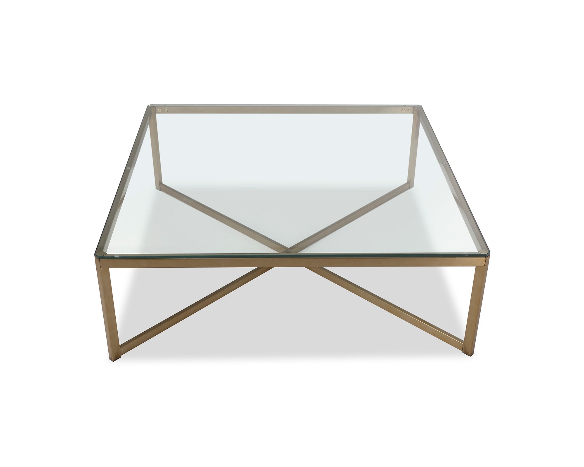 Musso Clear Glass & Brushed Brass Square Coffee Table