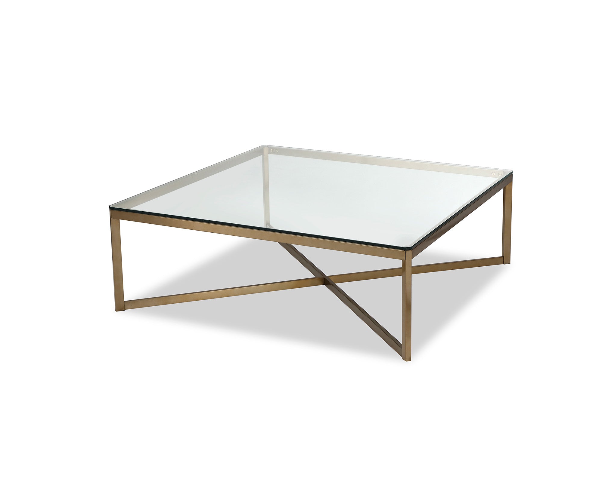 Musso Clear Glass & Brushed Brass Square Coffee Table