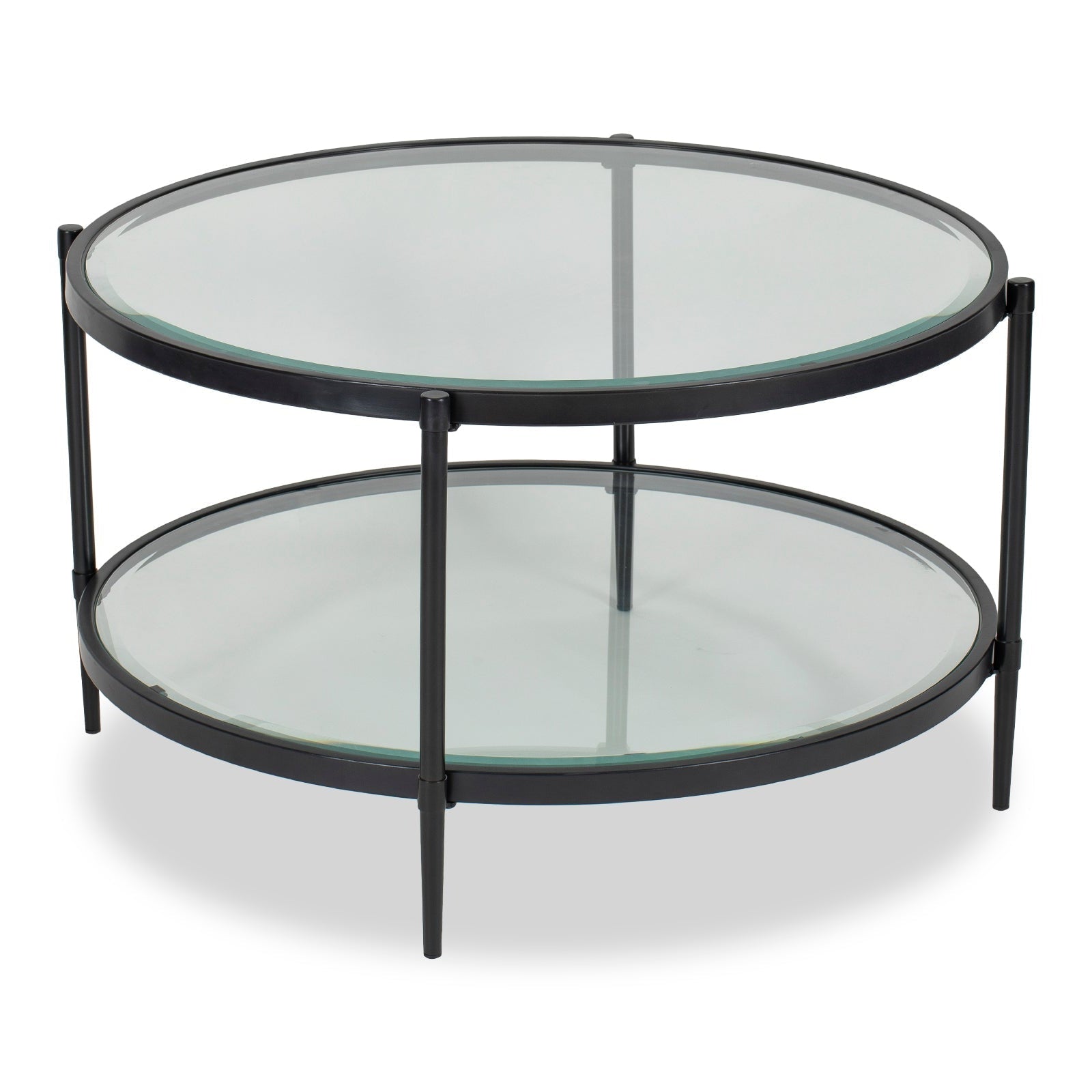 Adlon Industrial Brown & Clear Glass Round Coffee Table