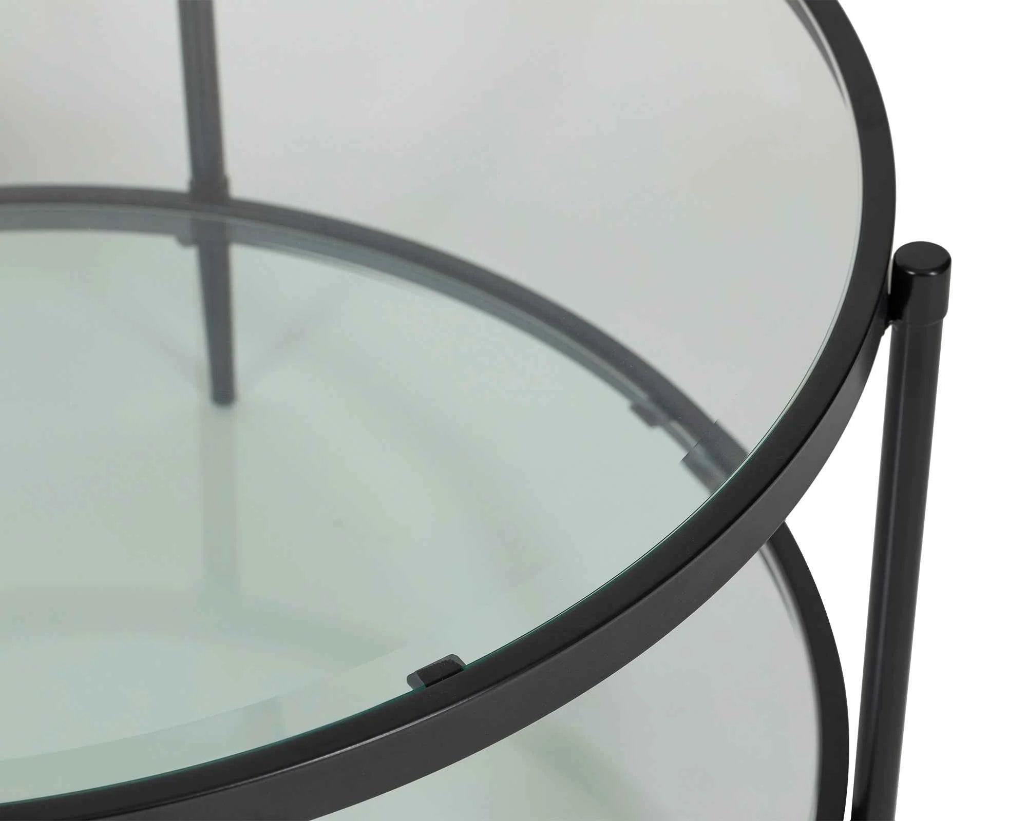 Adlon Industrial Brown & Clear Glass Round Coffee Table