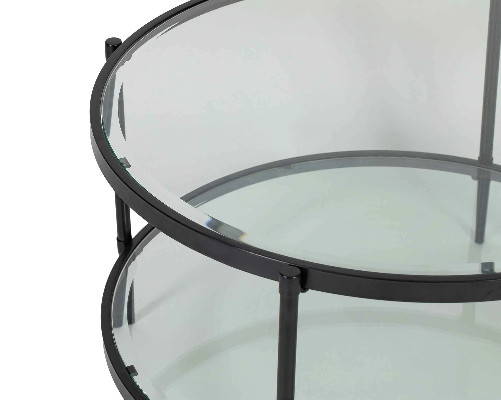 Adlon Industrial Brown & Clear Glass Round Coffee Table