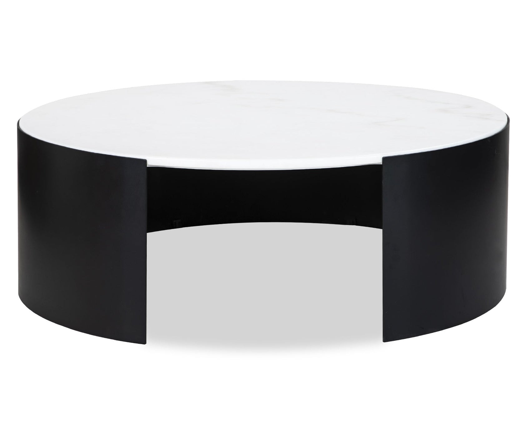 Samba White Marble & Industrial Brown Round Coffee Table