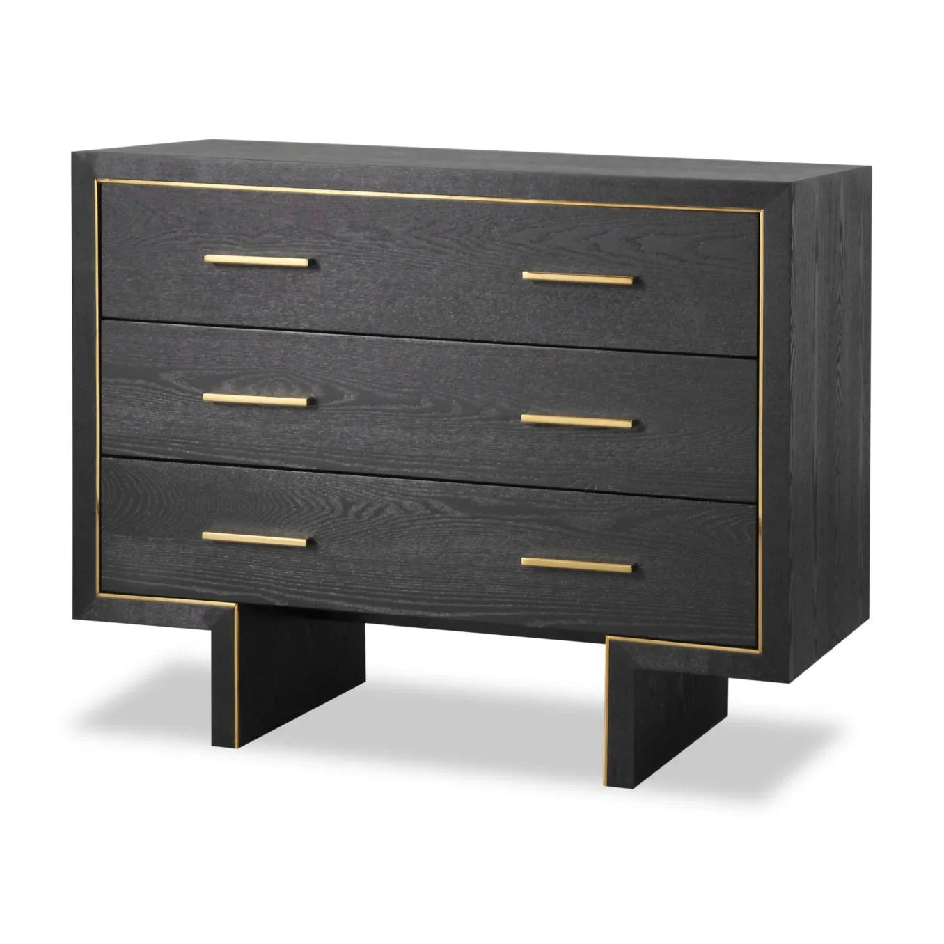 Tigur Black Wood & Polished Brass Chest of Drawers