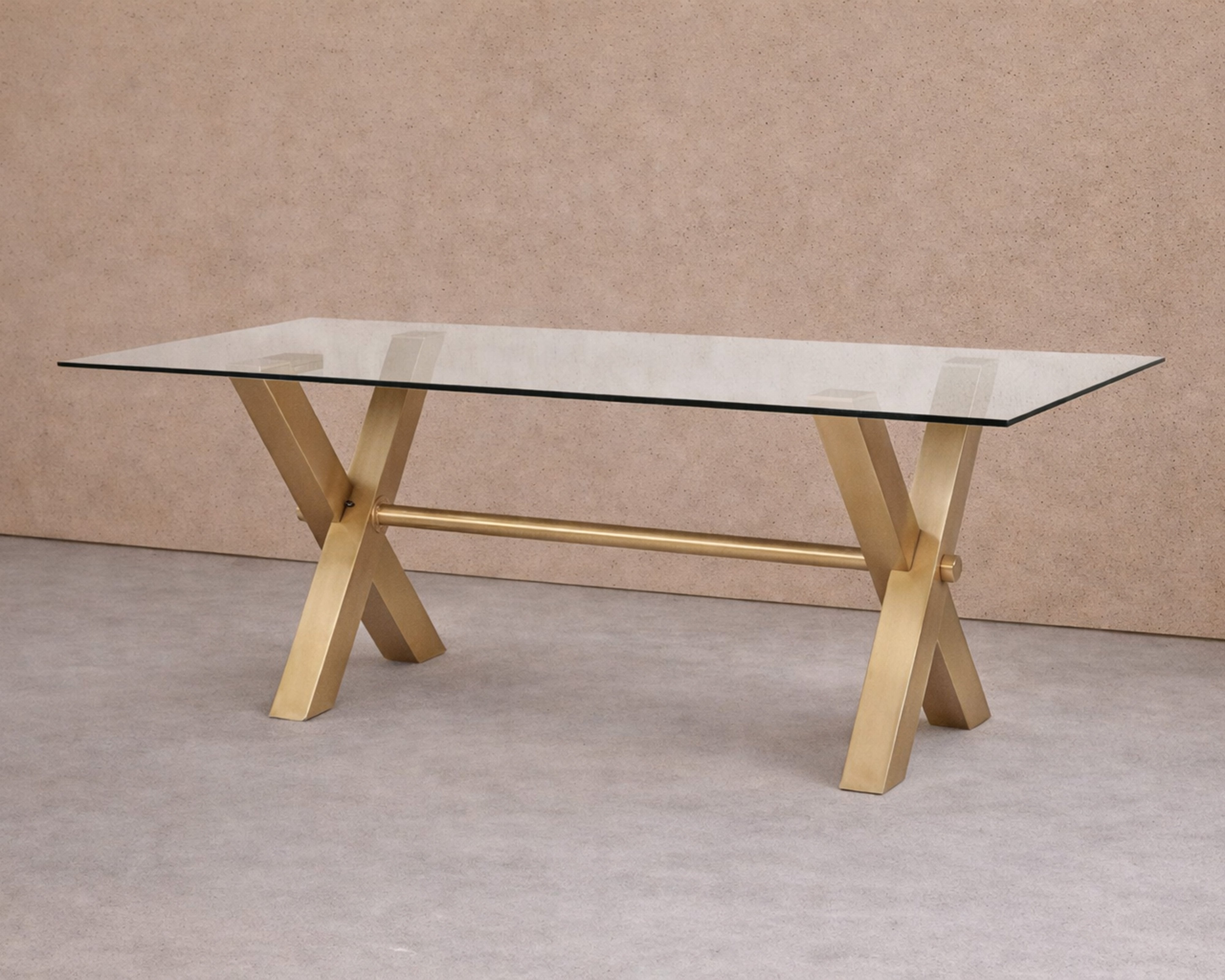 Zaha Dining Table - Clear Glass/Brushed Brass