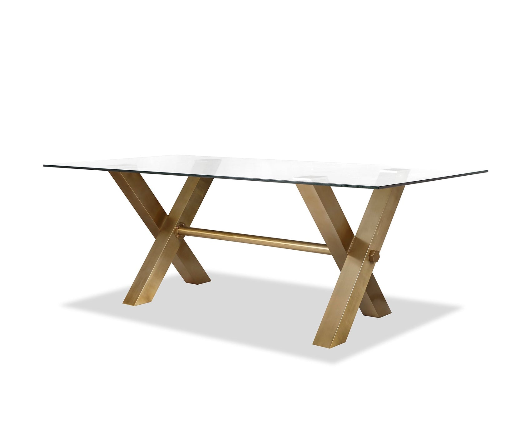 Zaha Clear Glass & Brushed Brass Dining Table