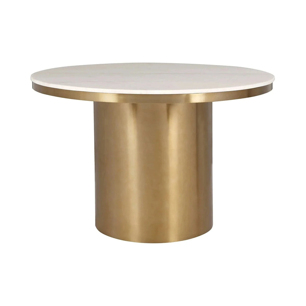Camden White Marble & Brushed Brass Dining Table 120cm
