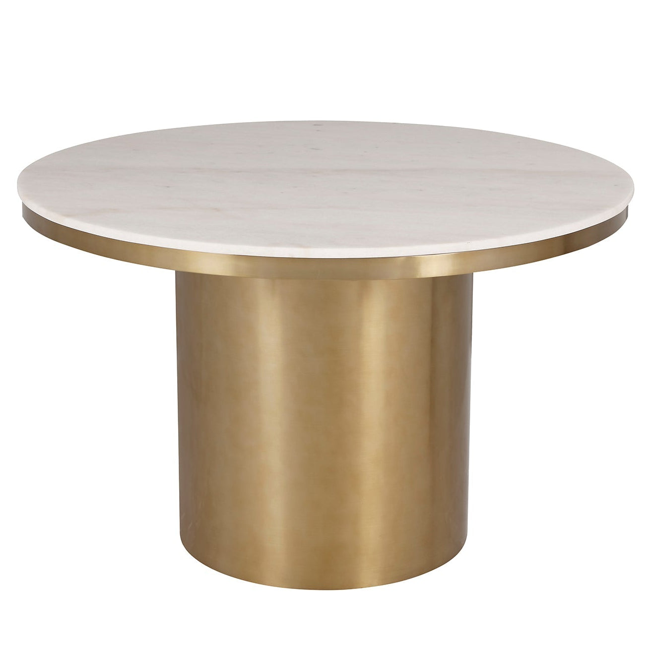 Camden White Marble & Brushed Brass Dining Table 120cm
