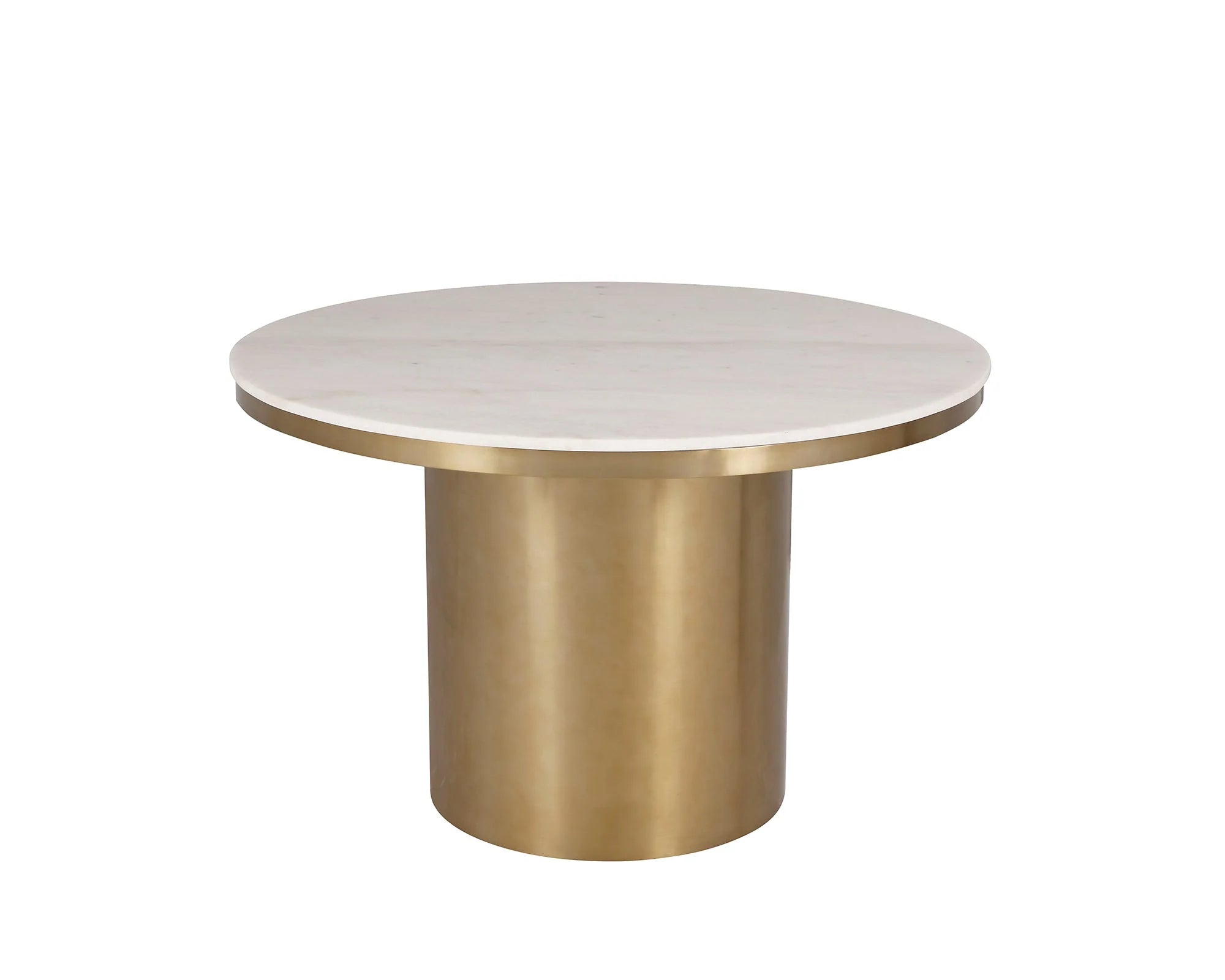 Camden White Marble & Brushed Brass Dining Table 120cm