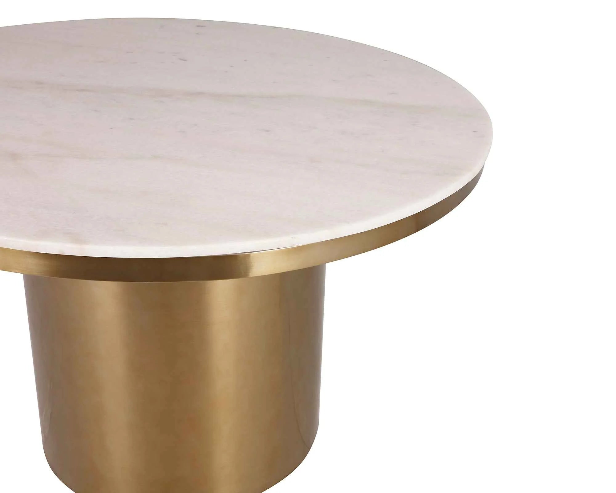 Camden White Marble & Brushed Brass Dining Table 120cm