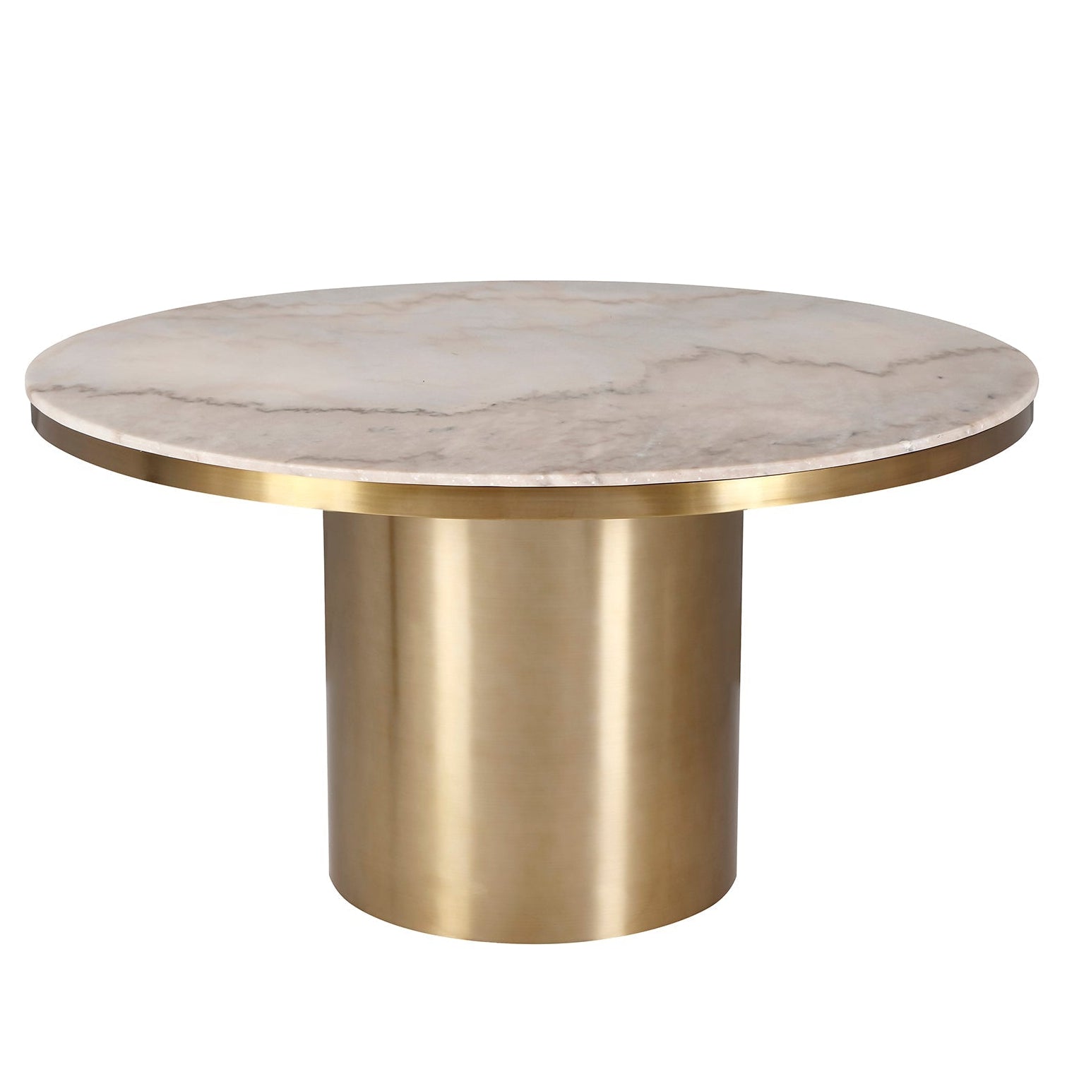 Camden White Marble & Brushed Brass Dining Table 140cm