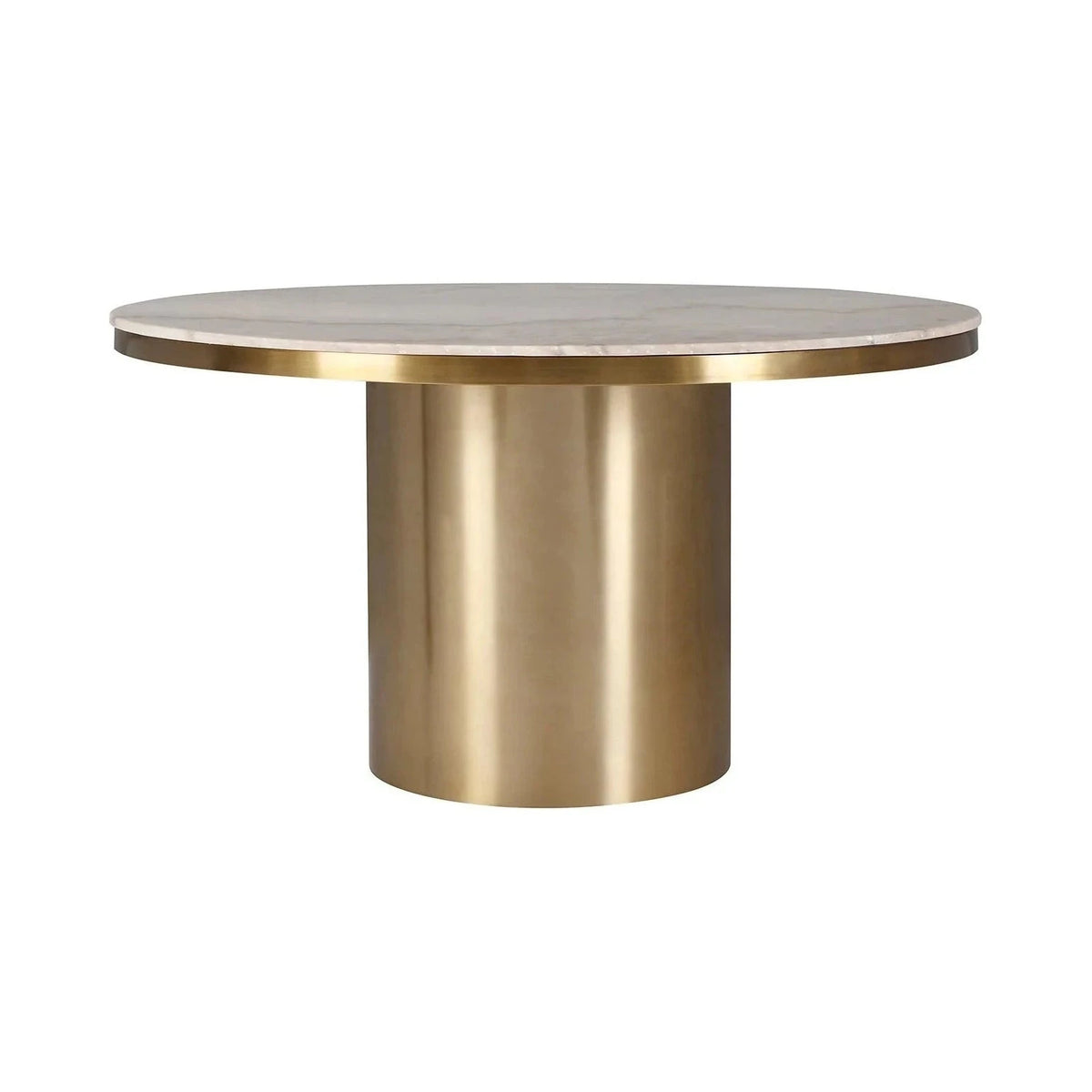 Camden White Marble & Brushed Brass Dining Table 140cm
