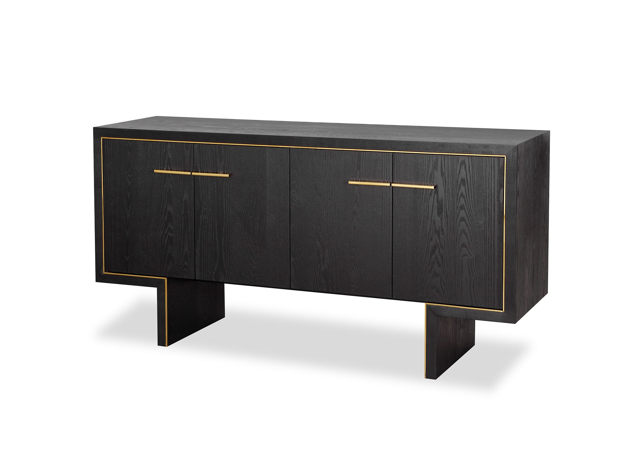 Tigur Black Ash Wood & Polished Brass Sideboard