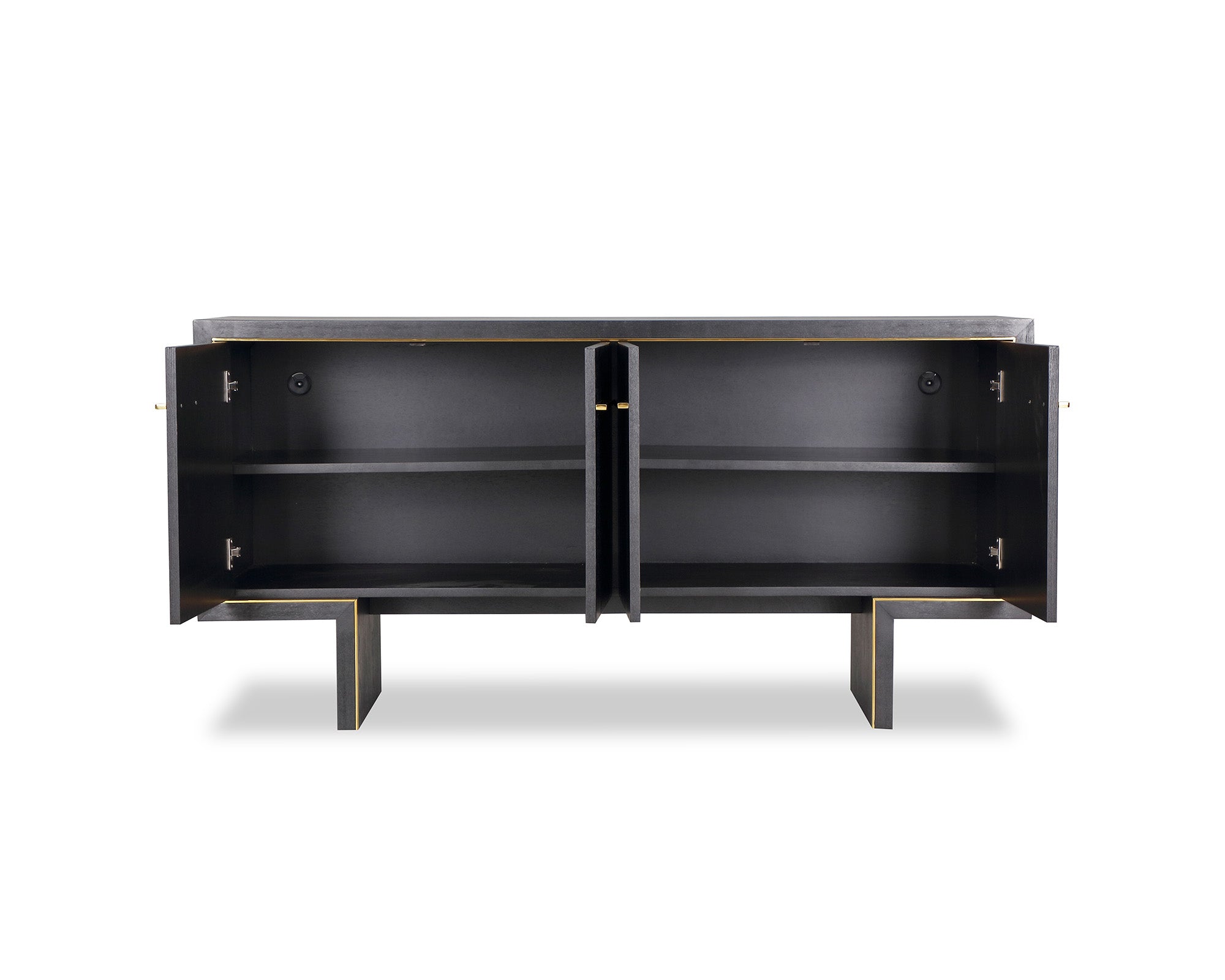 Tigur Black Ash Wood & Polished Brass Sideboard