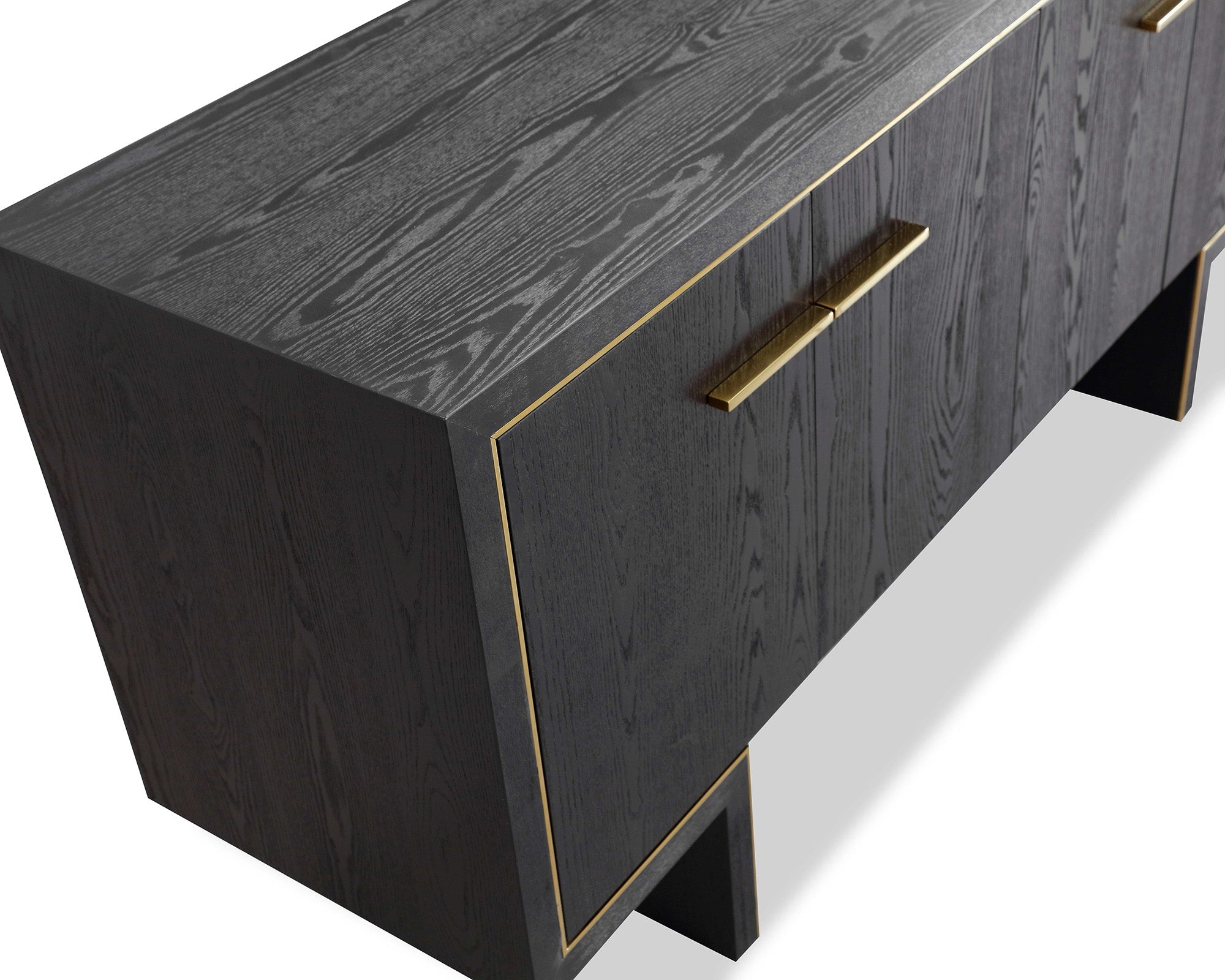 Tigur Black Ash Wood & Polished Brass Sideboard