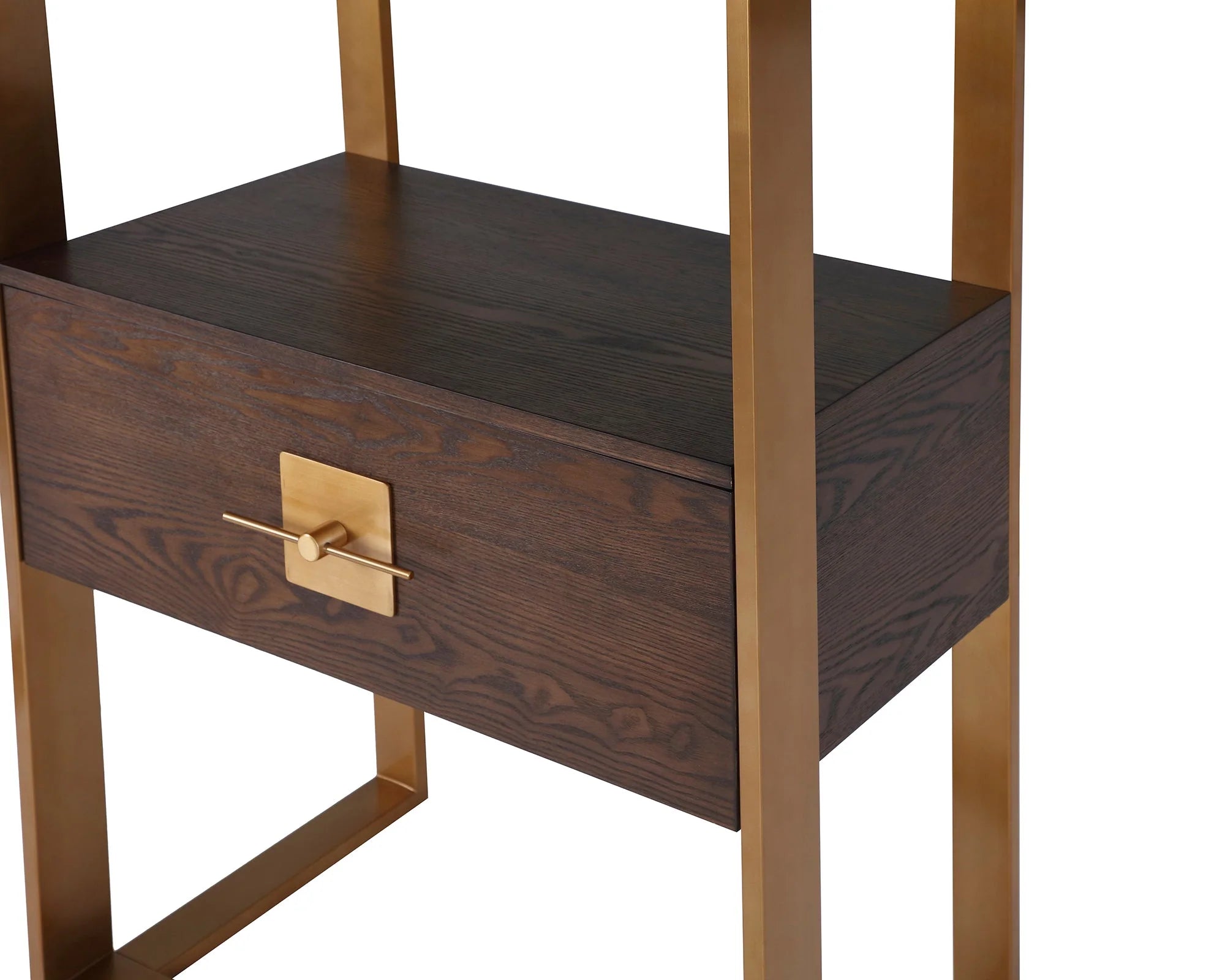Ophir Dark Brown Wood & Dark Brass Display Unit
