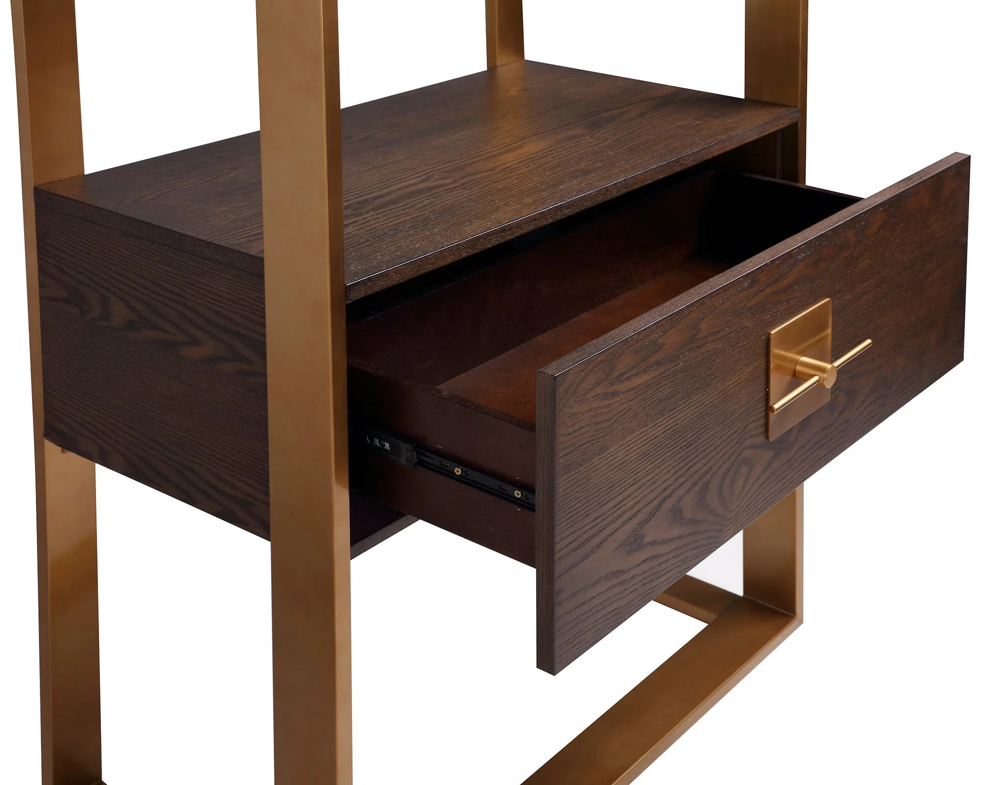 Ophir Dark Brown Wood & Dark Brass Display Unit