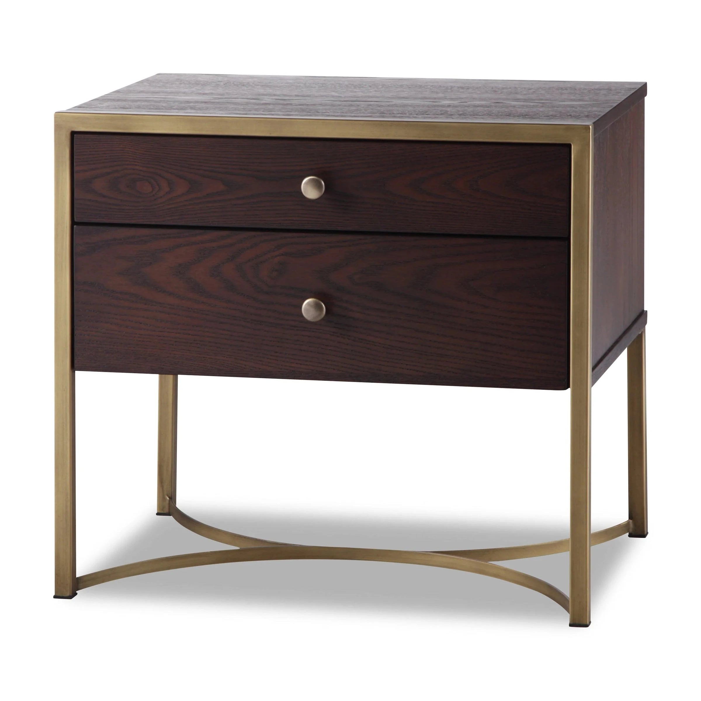 Rivoli Chocolate Brown Wood & Gold Bedside Table