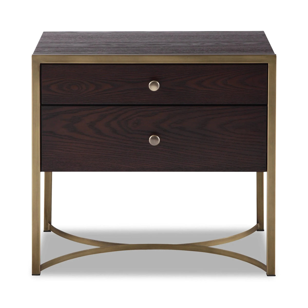 Rivoli Chocolate Brown Wood & Gold Bedside Table