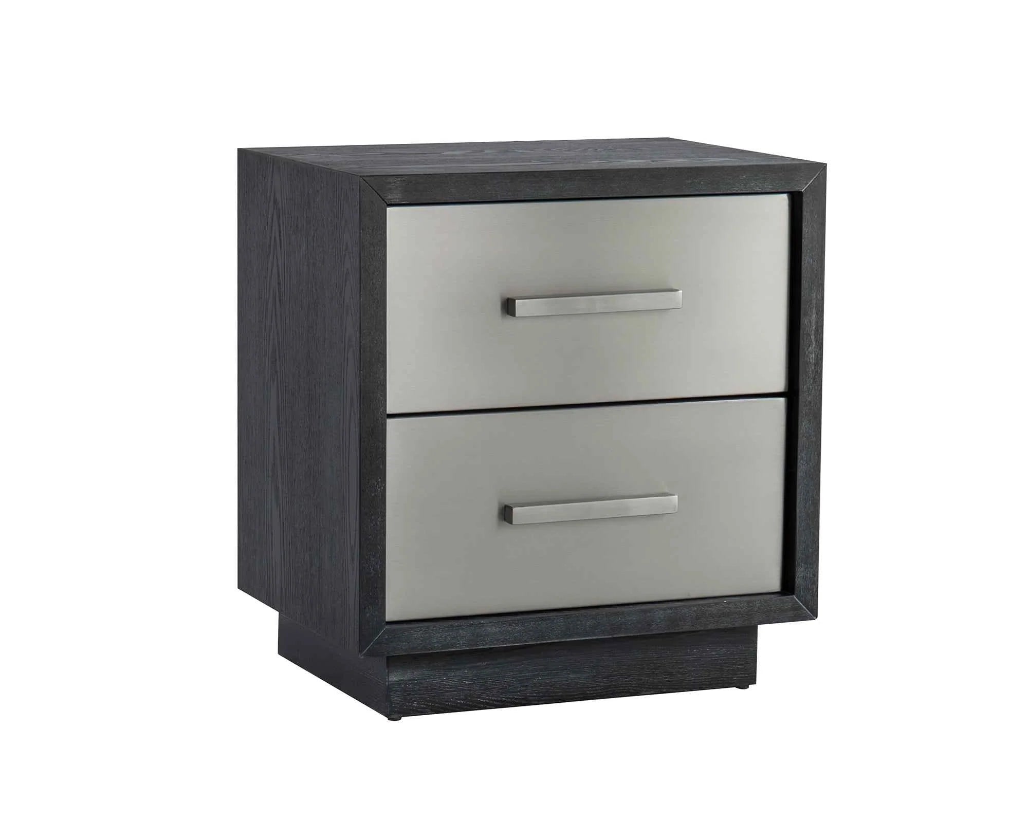 Camden Ebony Wood & Stainless Steel Bedside Table I
