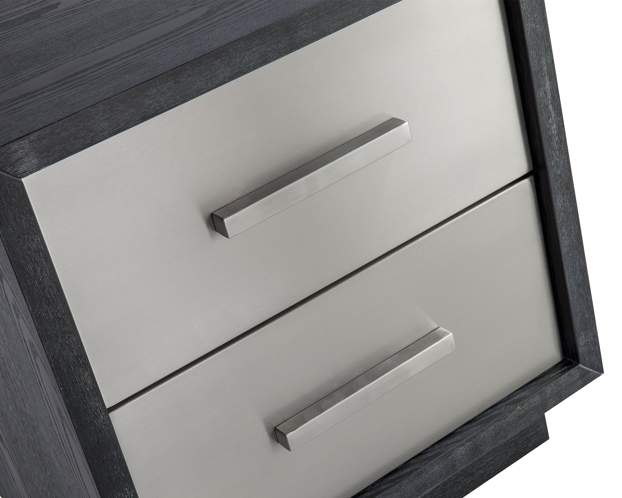 Camden Bedside Table I - Ebony Ash & Stainless Steel