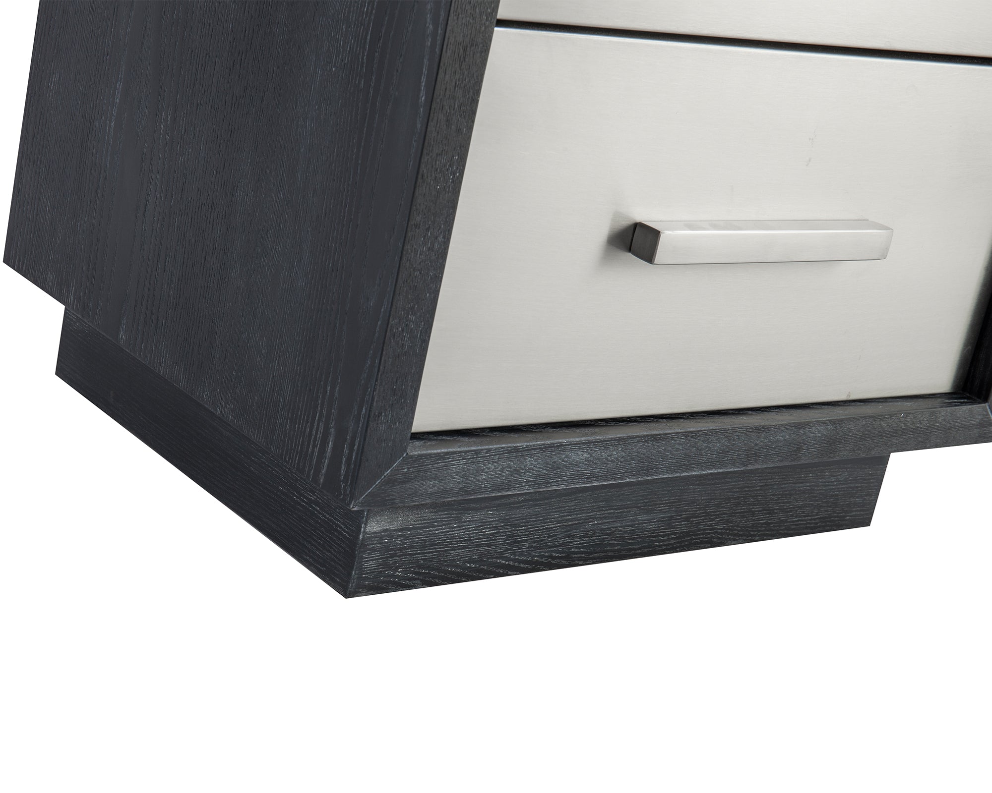 Camden Bedside Table I - Ebony Ash & Stainless Steel