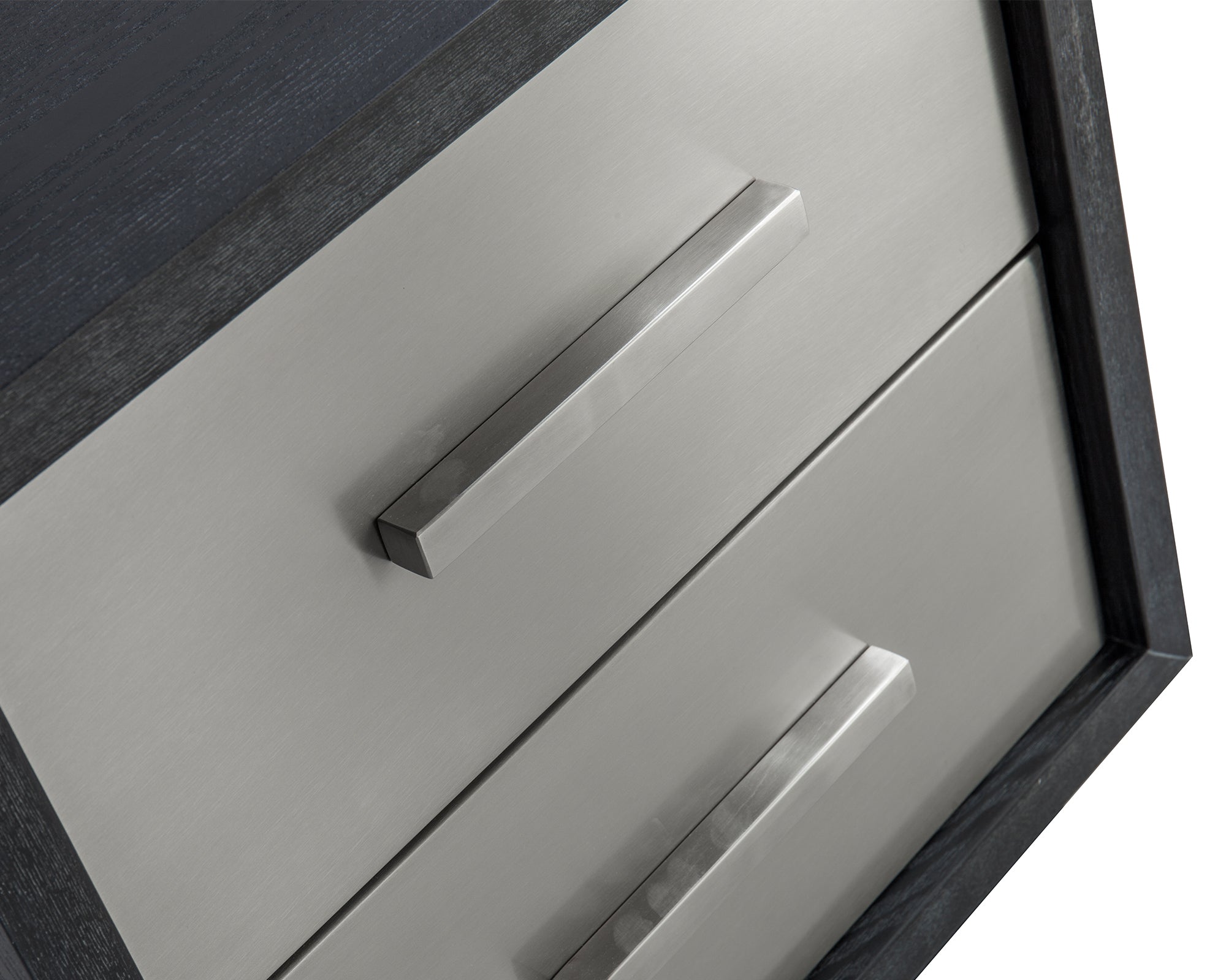 Camden Bedside Table I - Ebony Ash & Stainless Steel