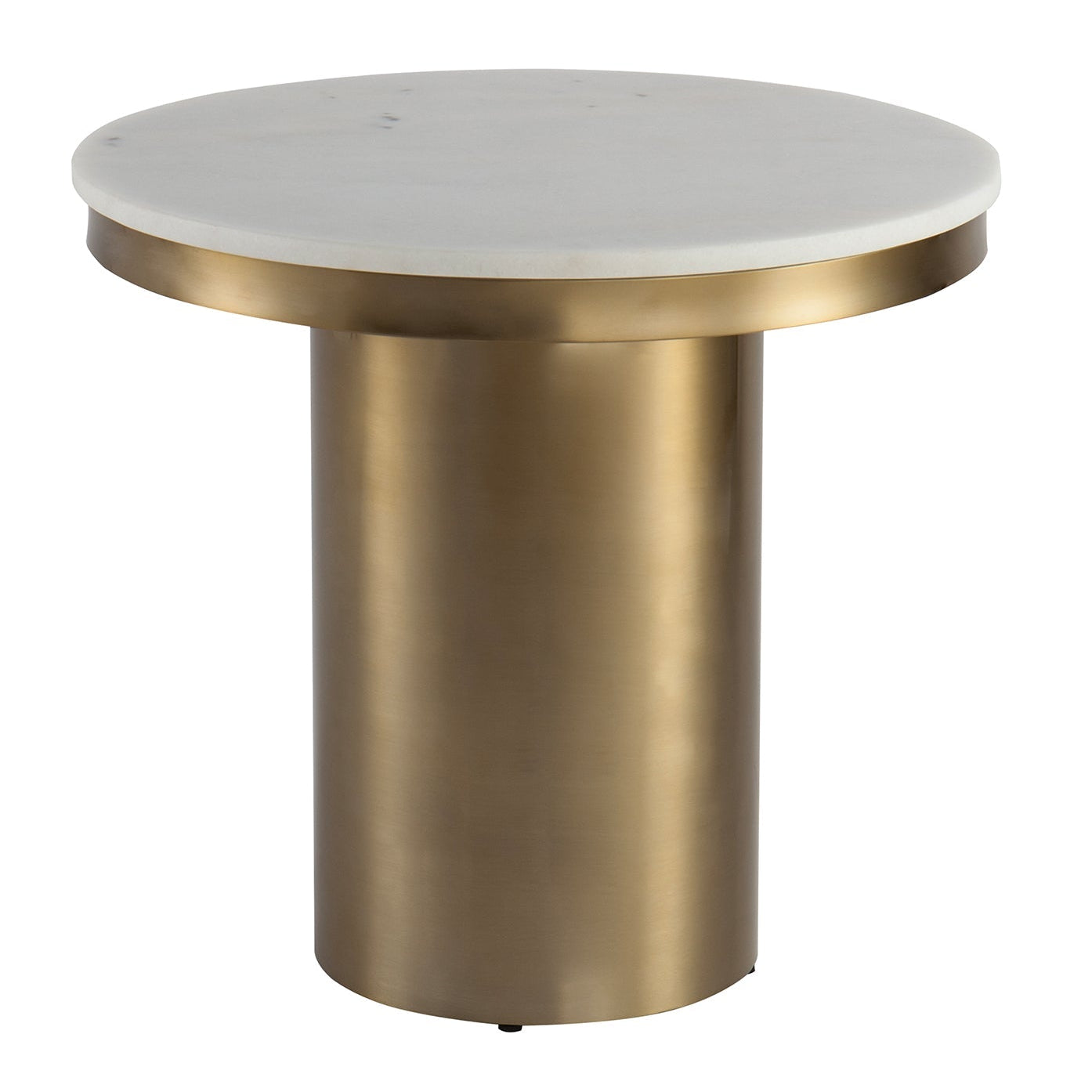 Camden White Marble & Brushed Brass Side Table
