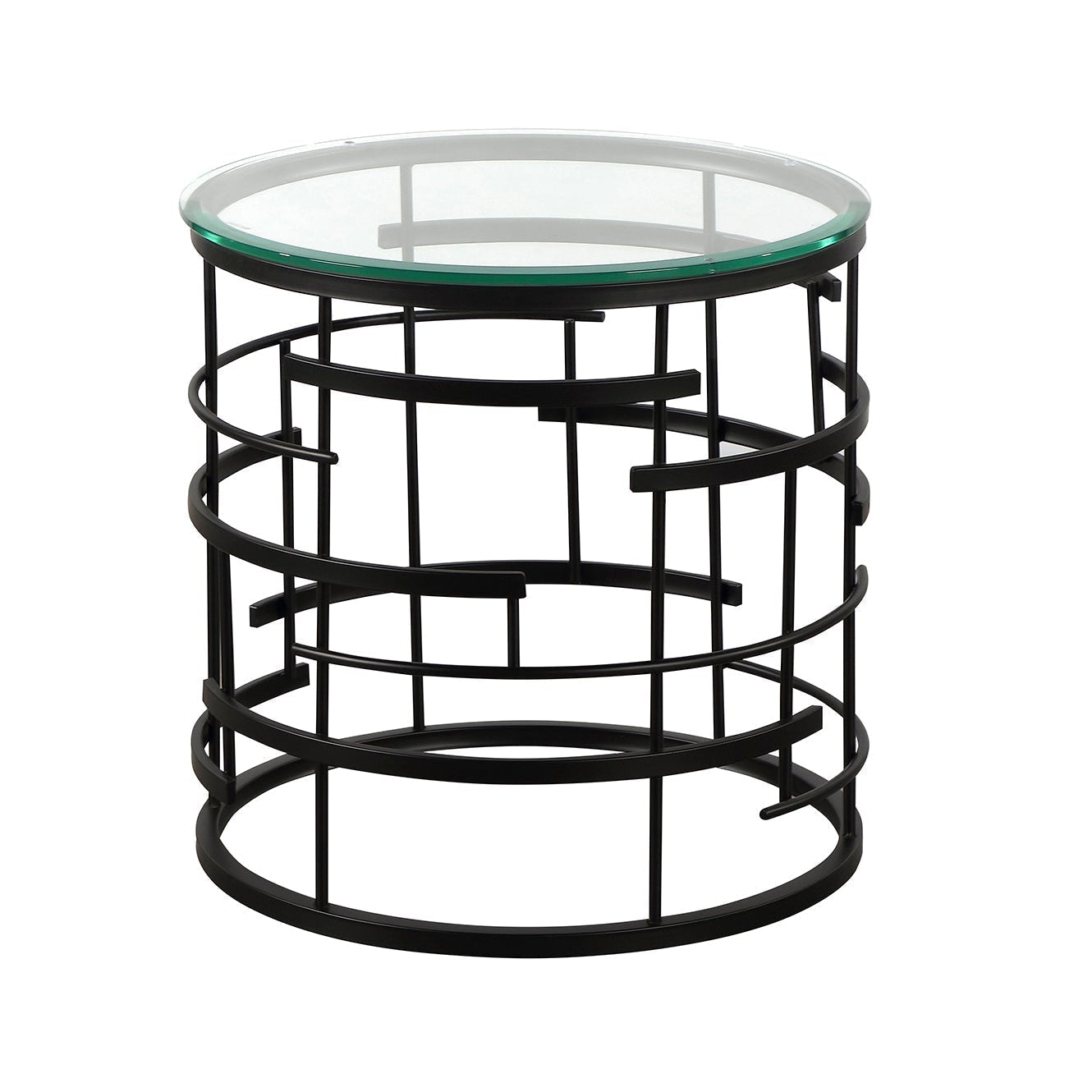 Viena Clear Glass & Black Side Table